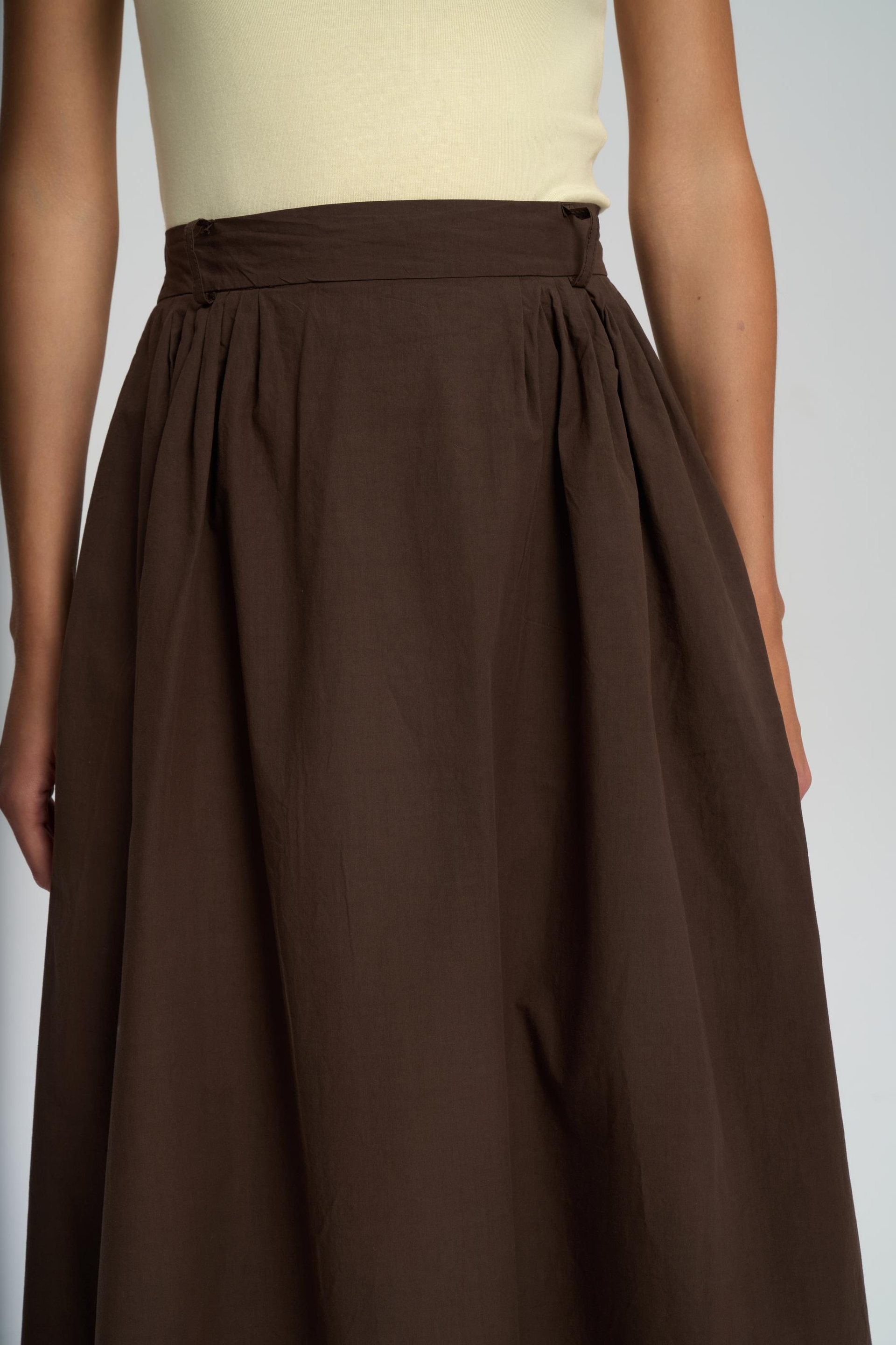 Rhea Bar Detail Long Brown Skirt