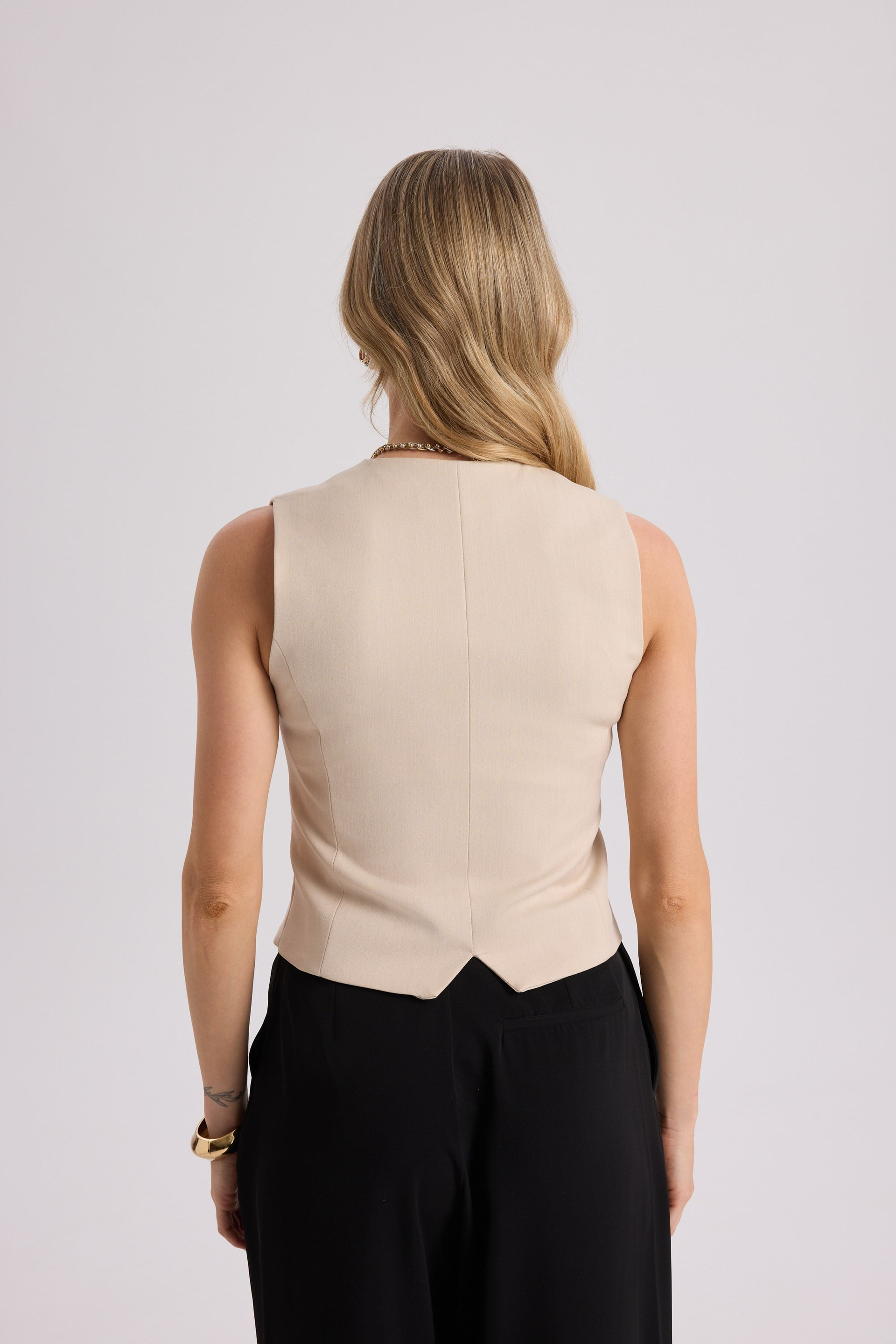 Rianto Light Beige Short Vest