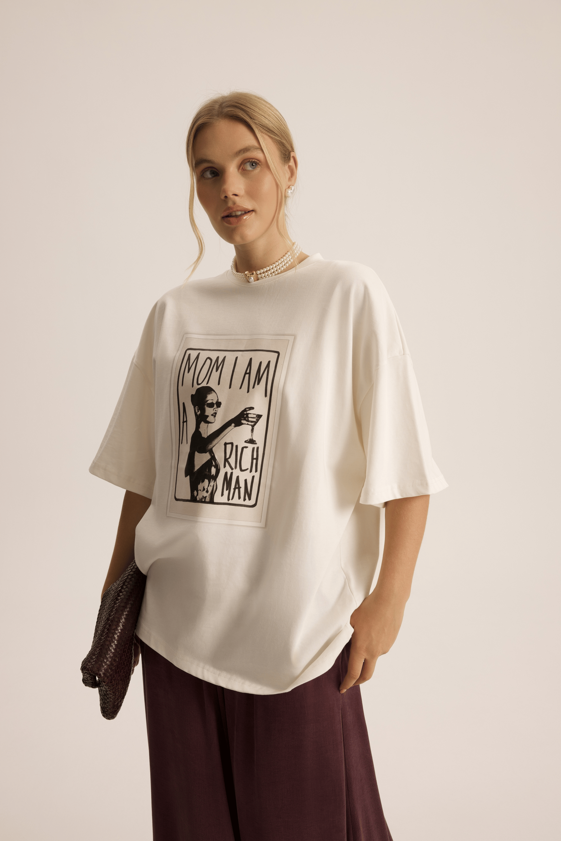Rich Woman Oversize Beyaz T-Shirt