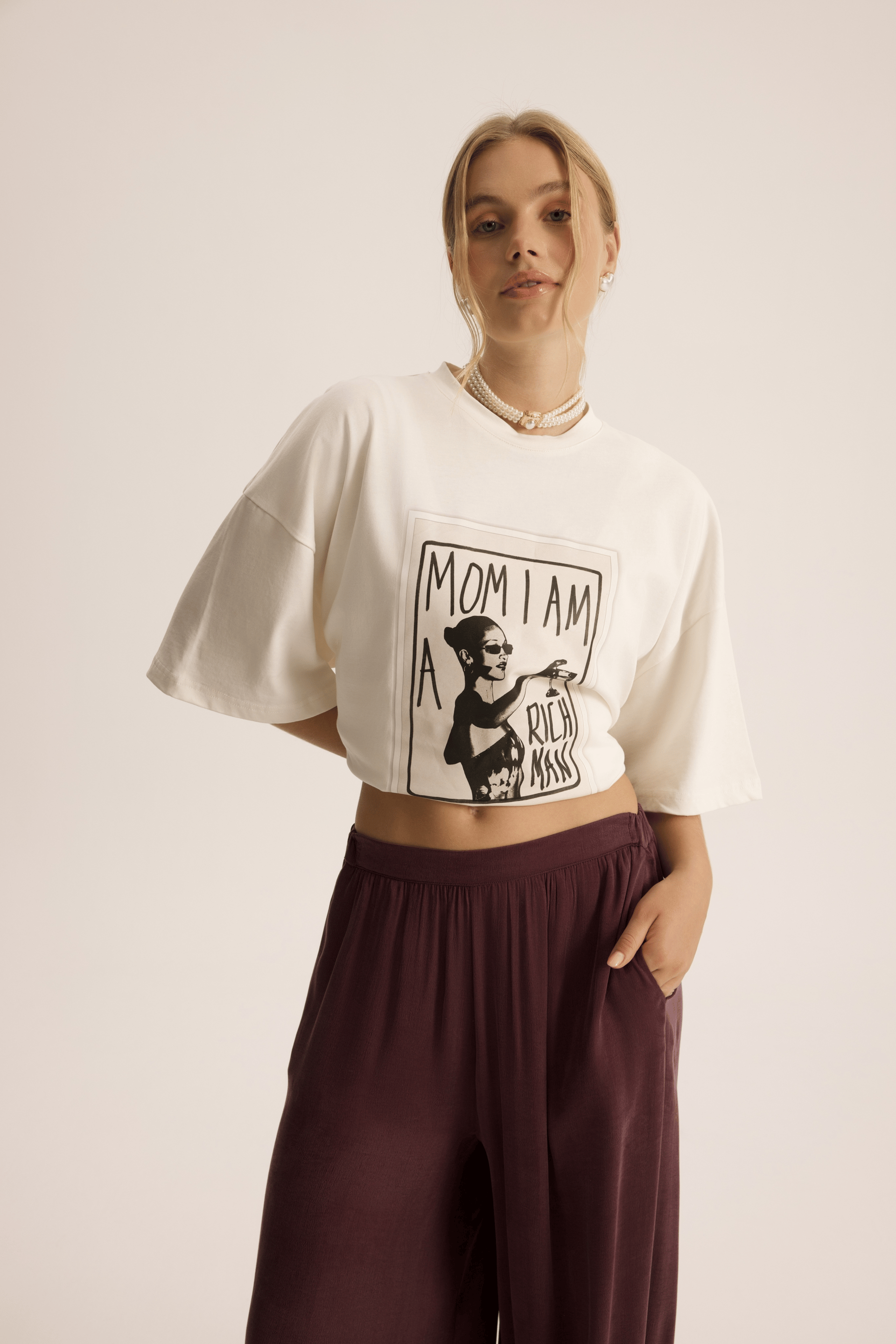 Rich Woman Oversize Beyaz T-Shirt