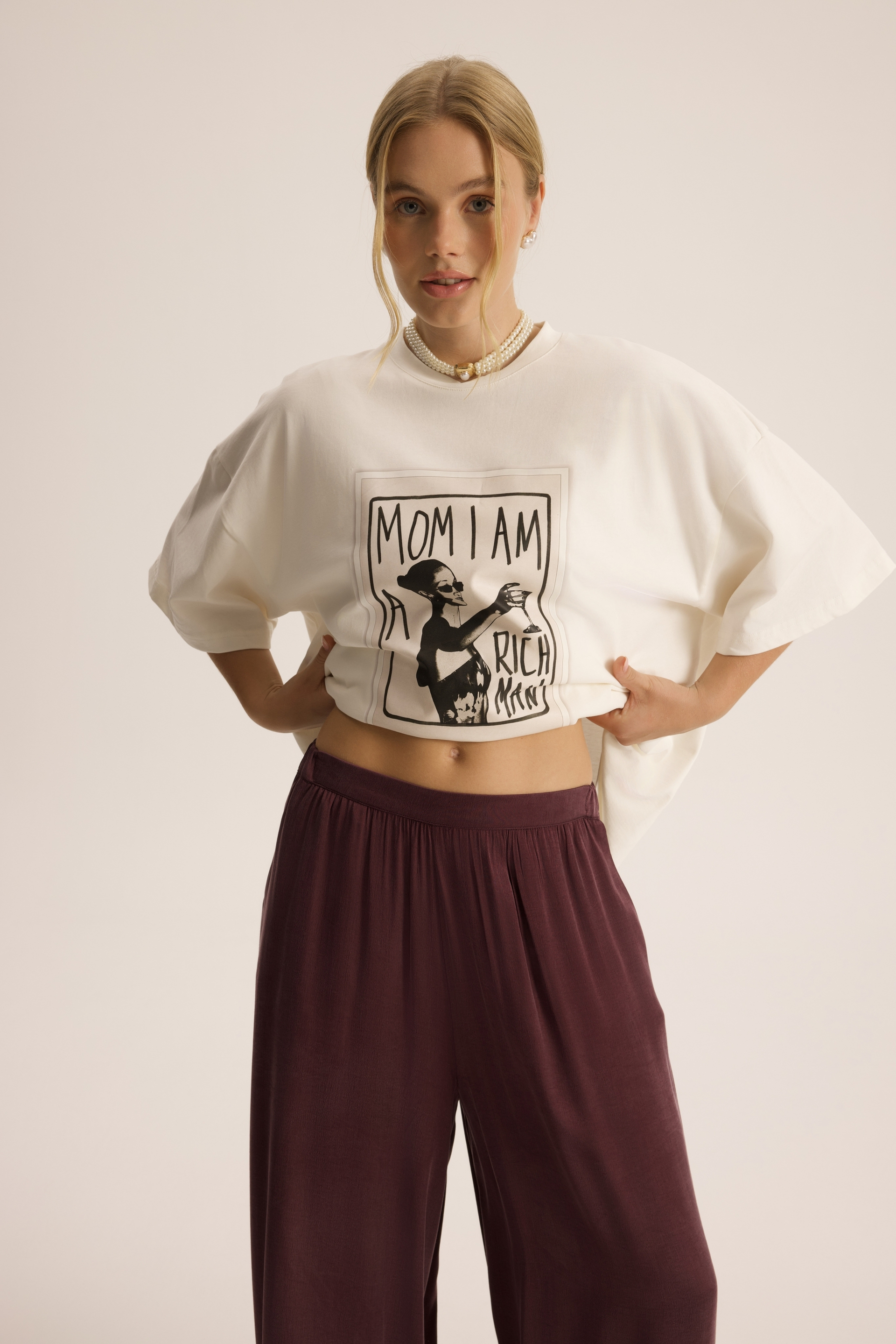 Rich Woman Oversize Beyaz T-Shirt