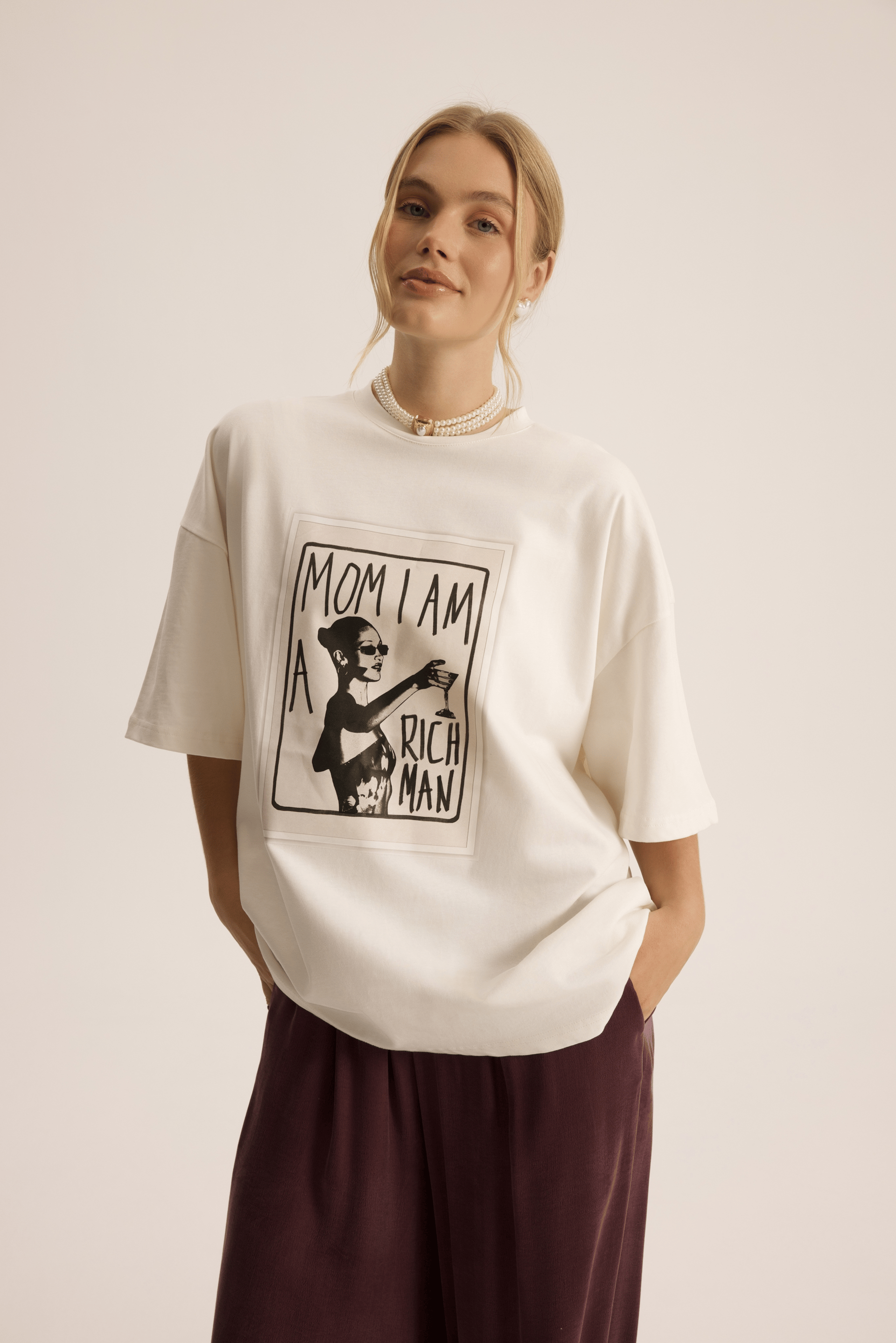 Rich Woman Oversize Beyaz T-Shirt