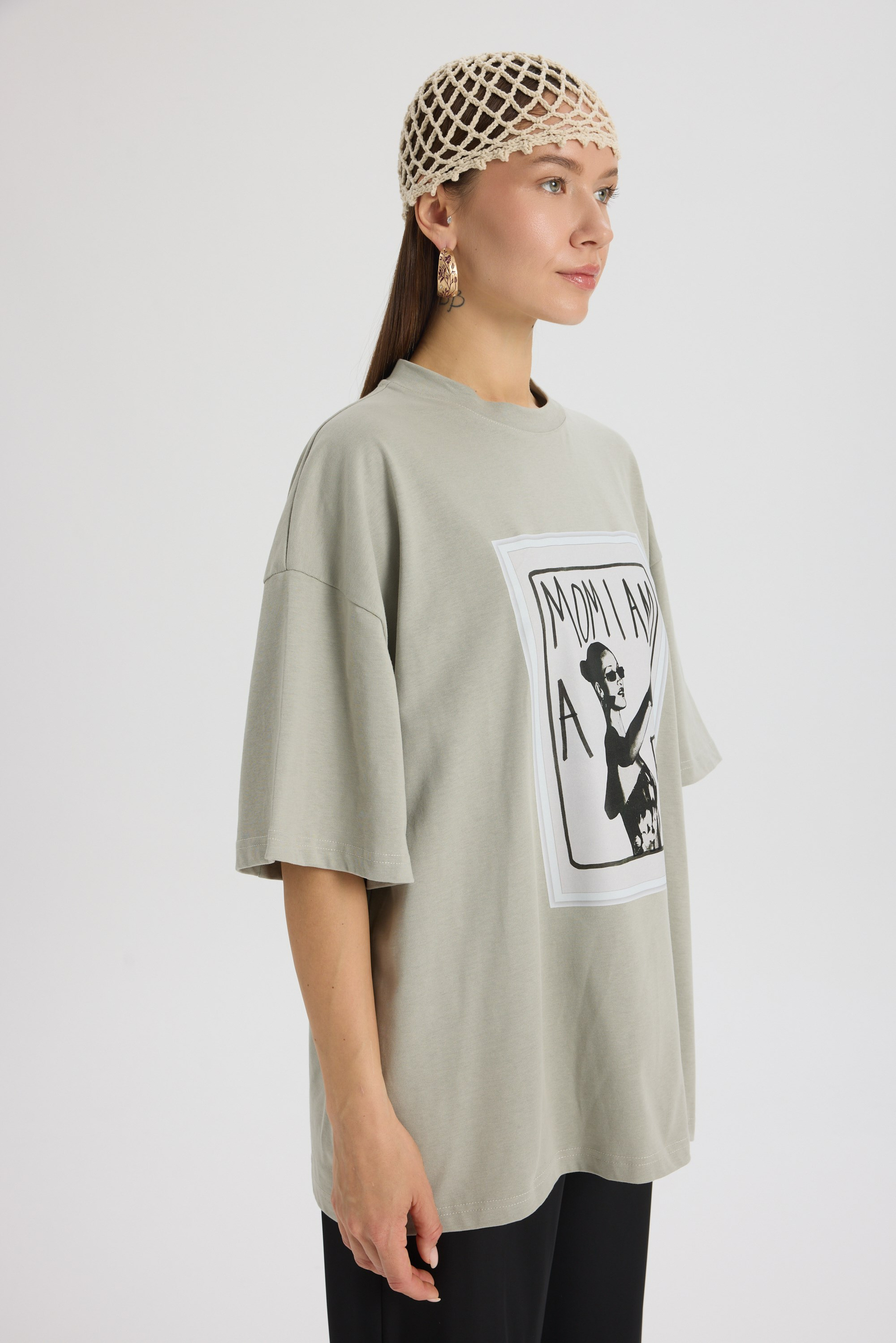 Rich Woman Oversize Gri T-Shirt