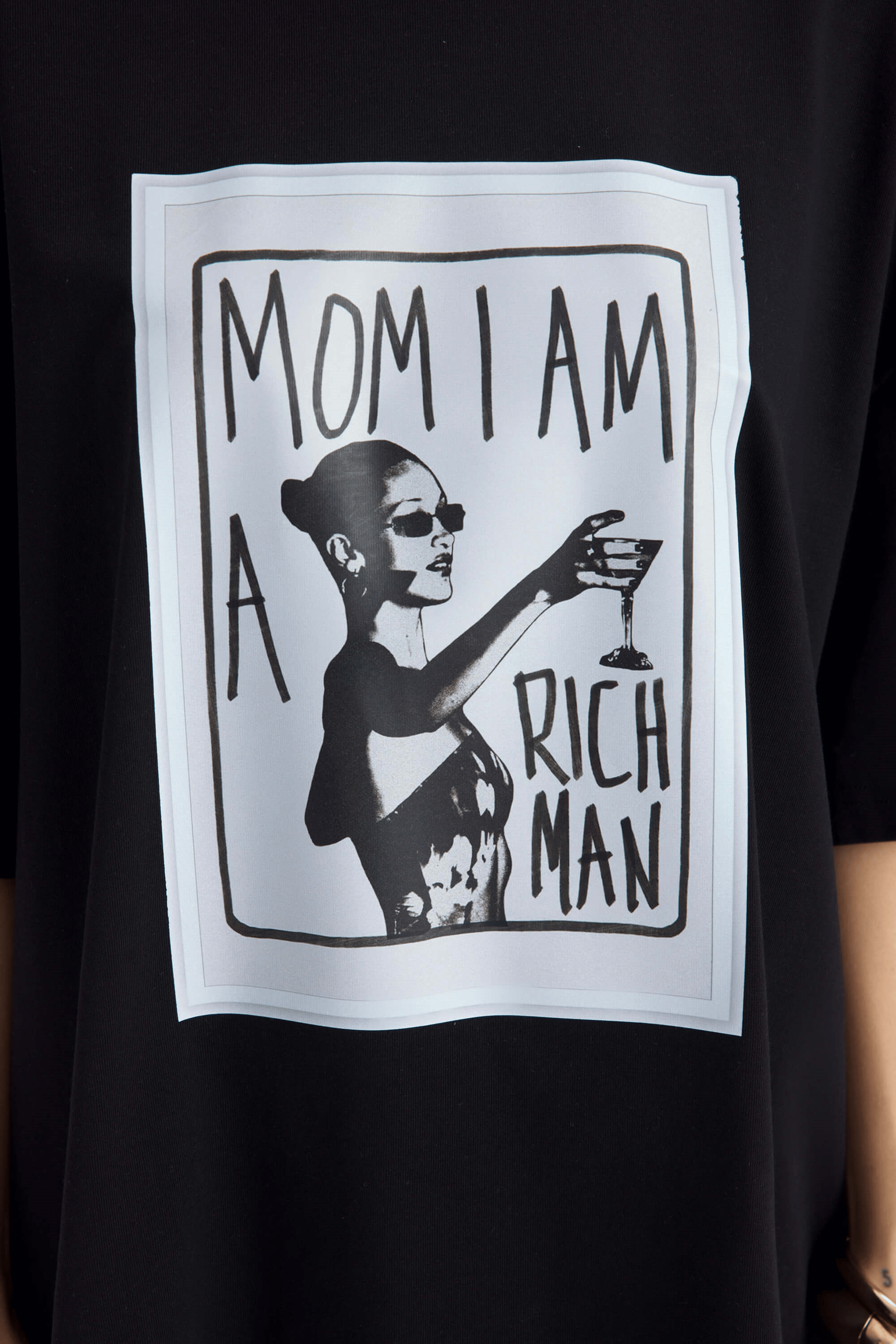 Rich Woman Oversize Siyah T-Shirt