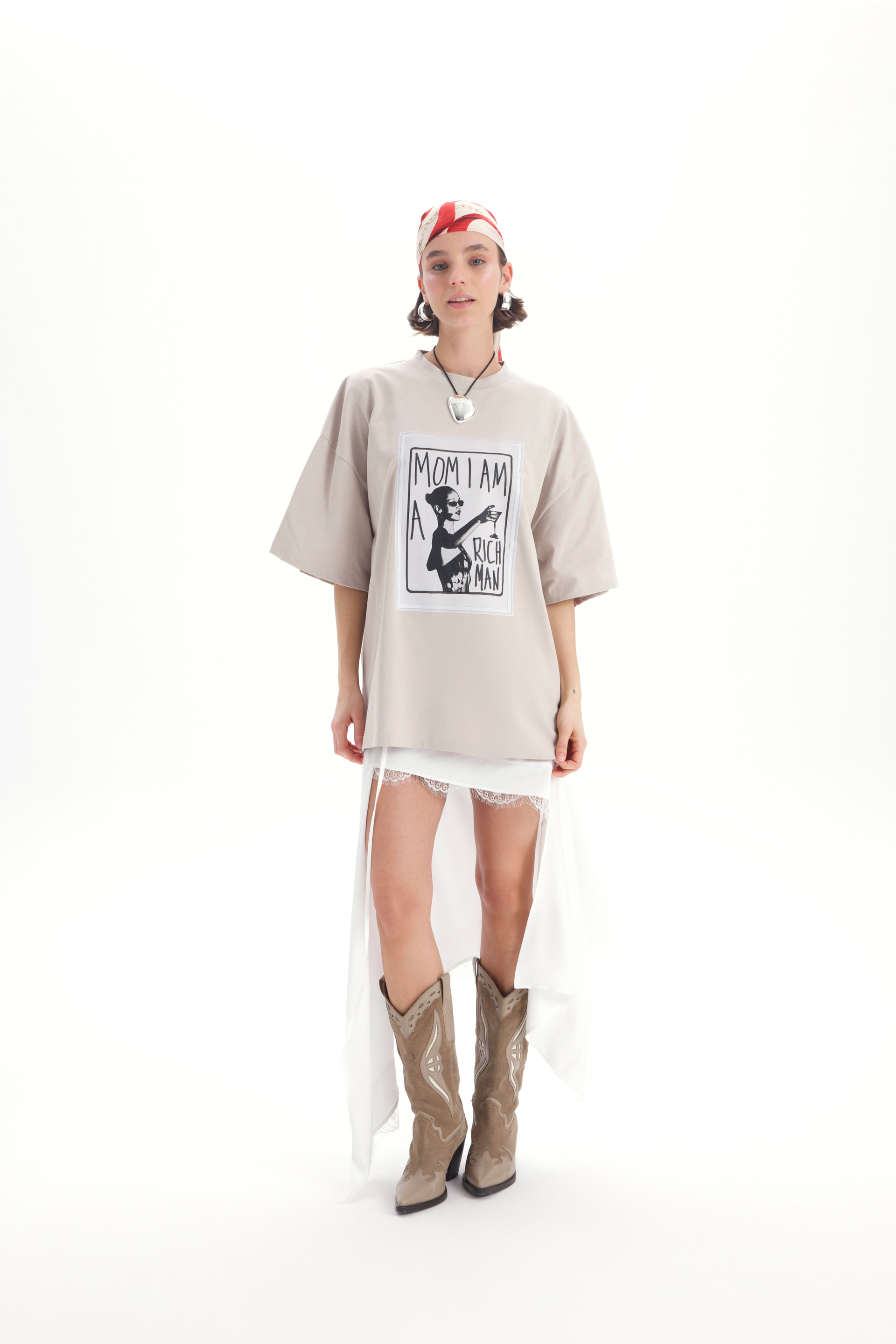 Rich Woman Oversize Taş T-Shirt