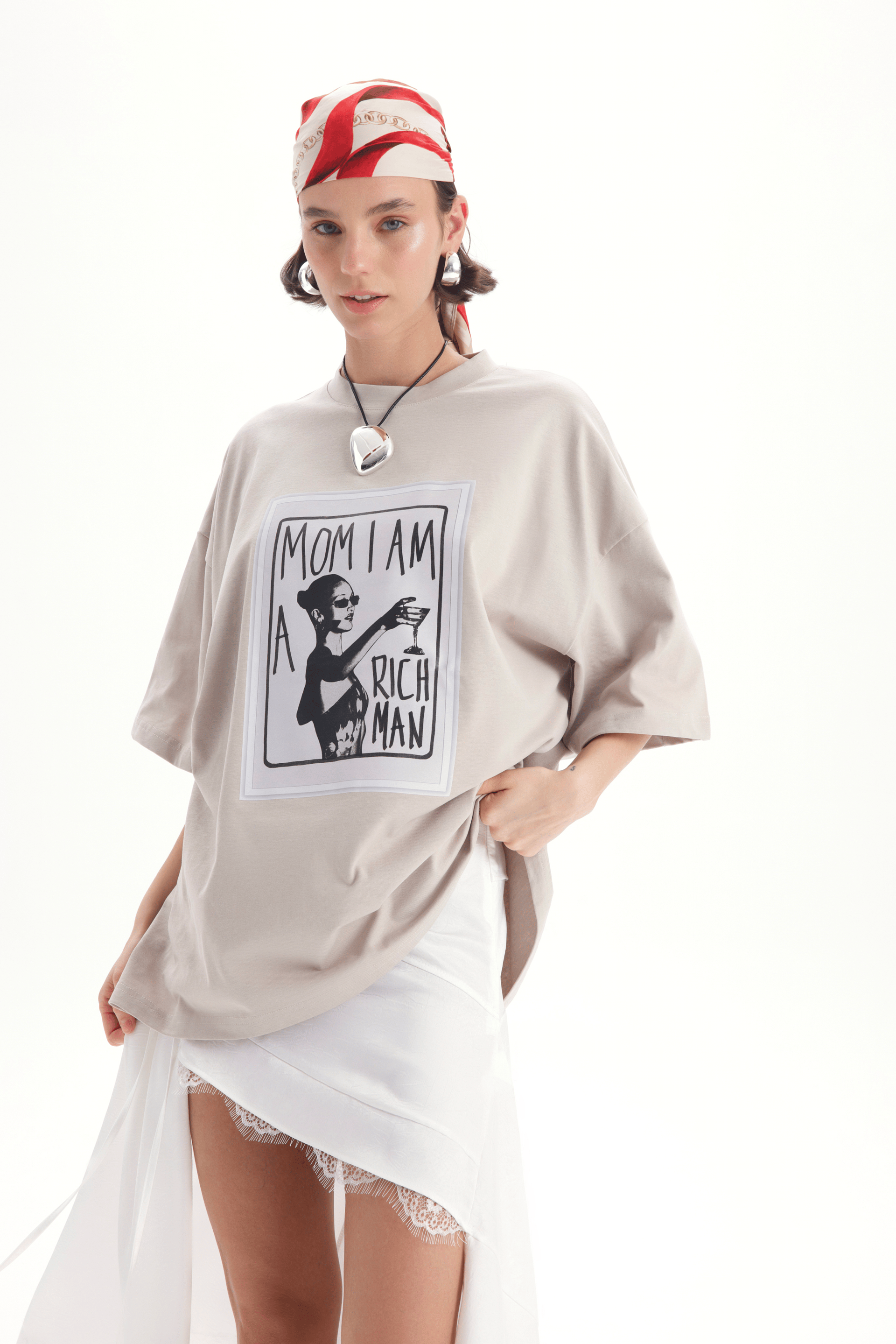 Rich Woman Oversize Taş T-Shirt