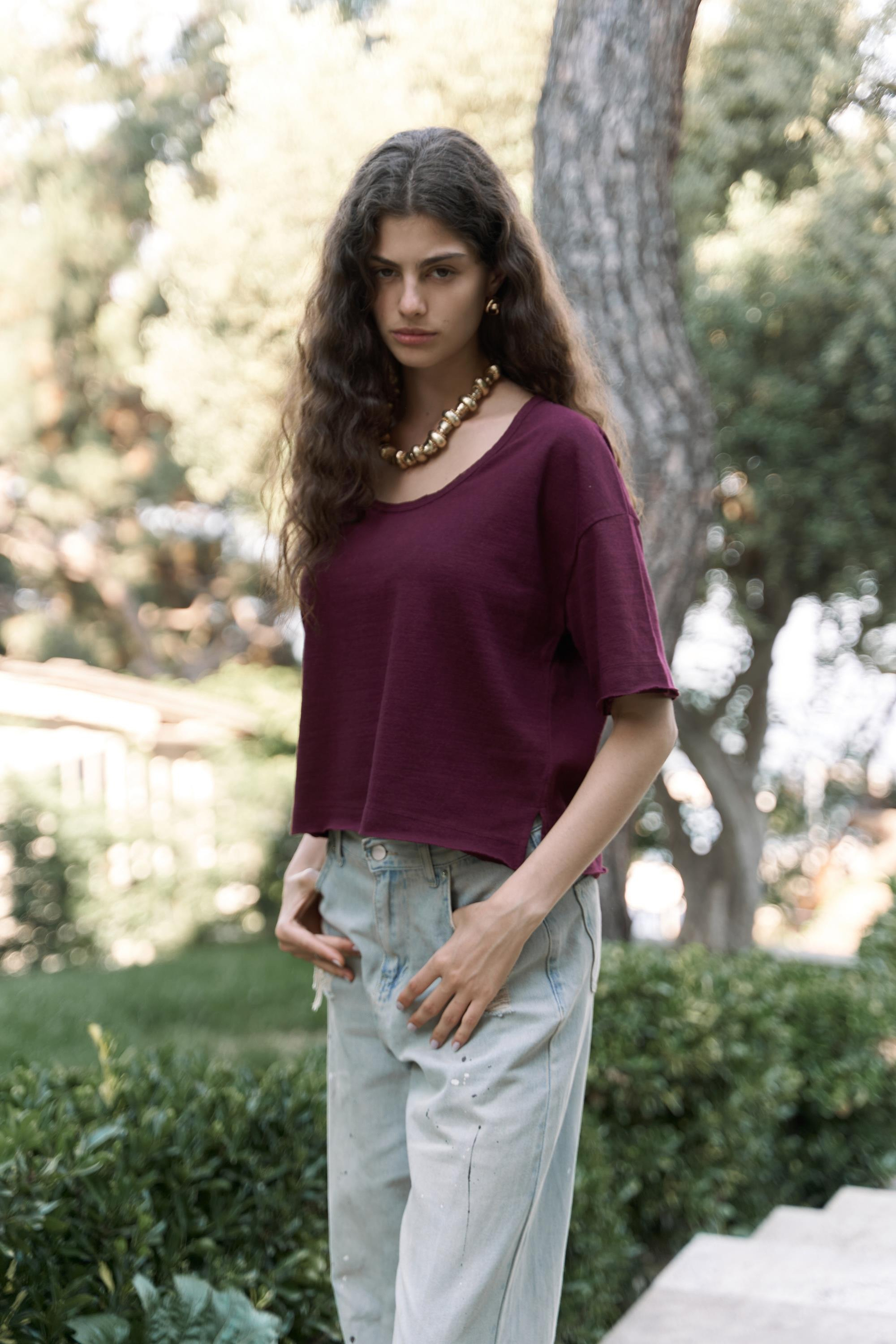 Ripley Yarım Kol Bordo T-Shirt