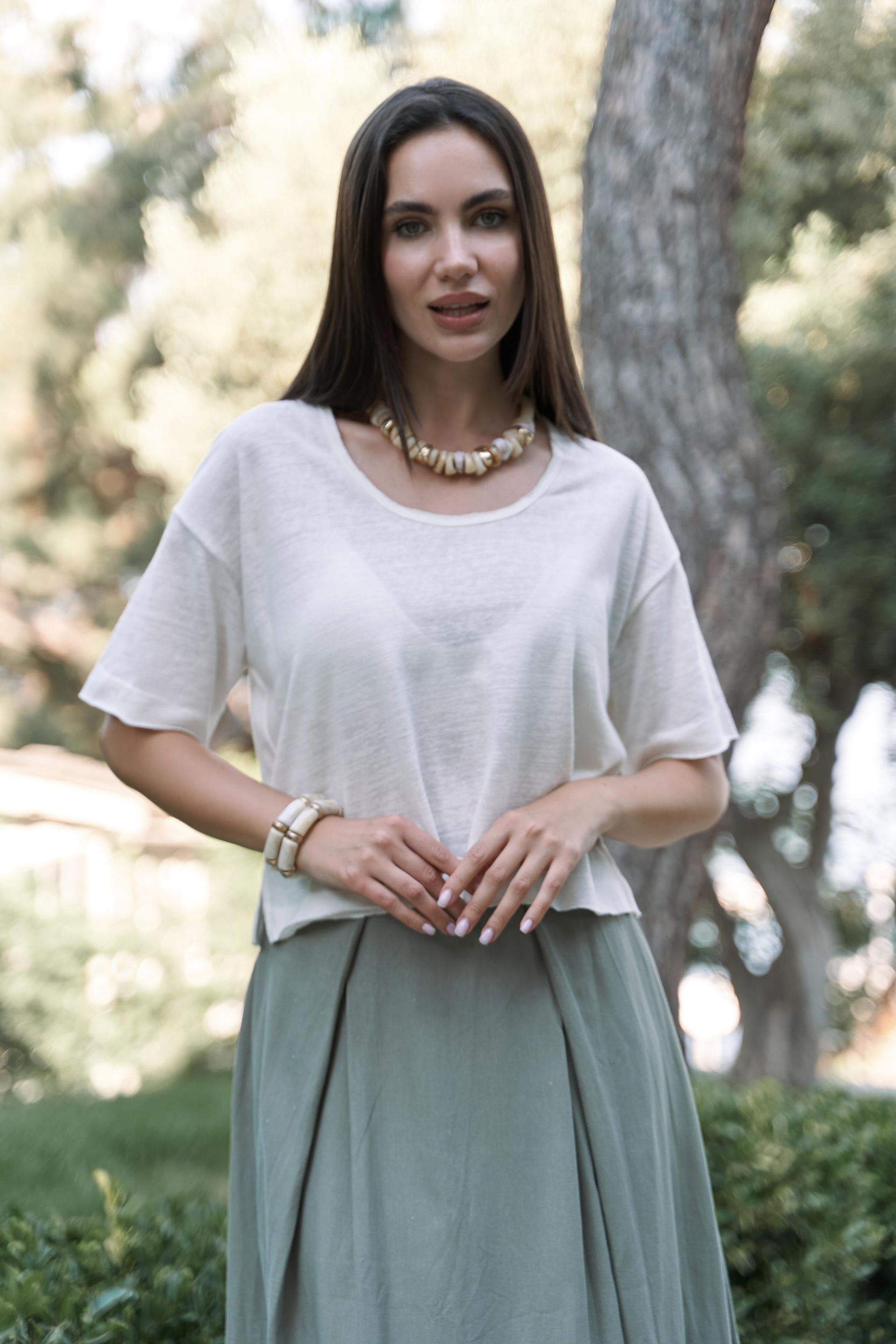 Ripley Yarım Kol Ekru T-Shirt