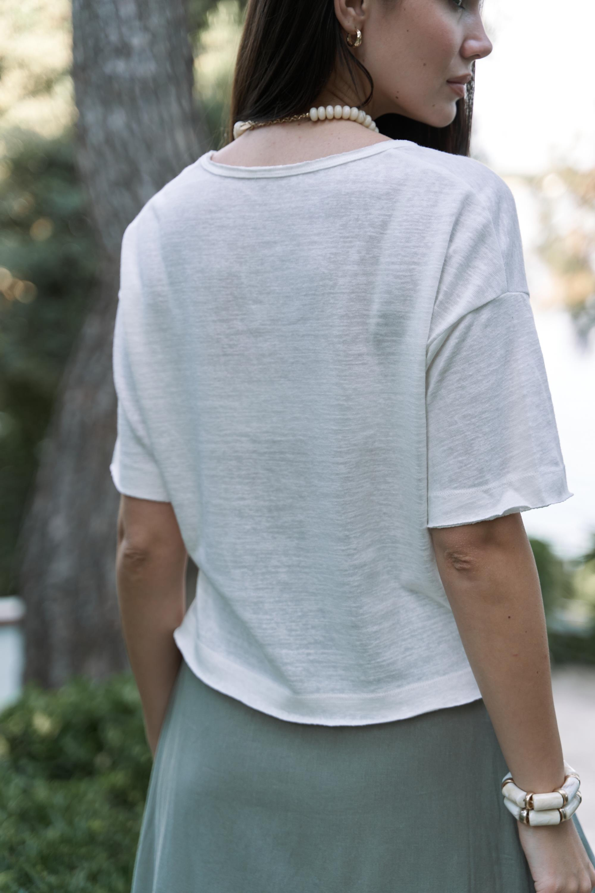 Ripley Yarım Kol Ekru T-Shirt