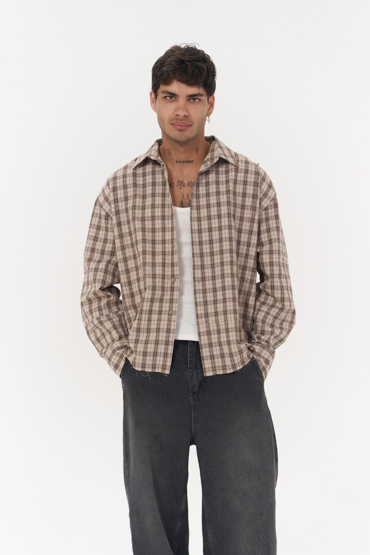 Roan Unisex Oversize Beige Shirt