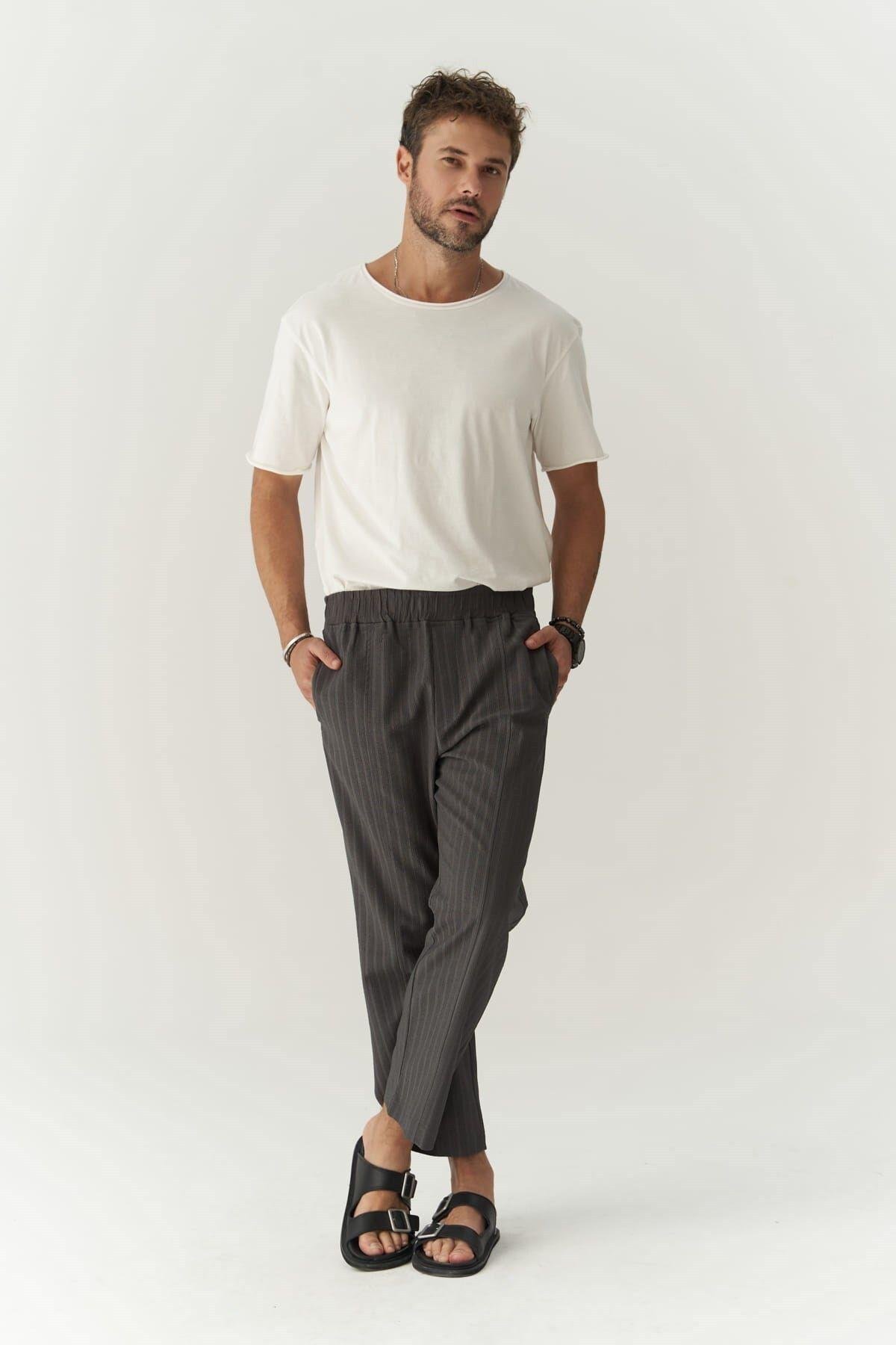 Robin Men's Rachel Knitted Fabric Anthracite Trousers