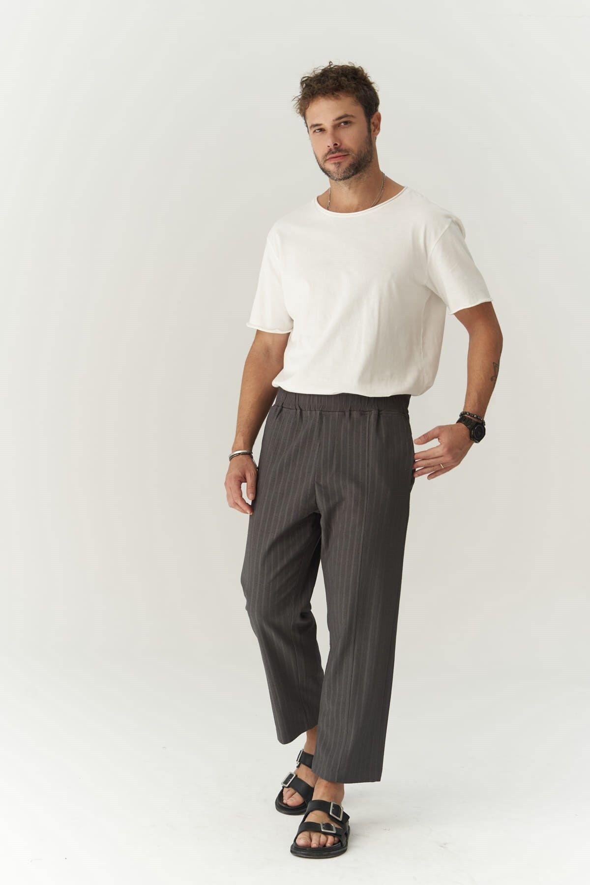 Robin Men's Rachel Knitted Fabric Anthracite Trousers