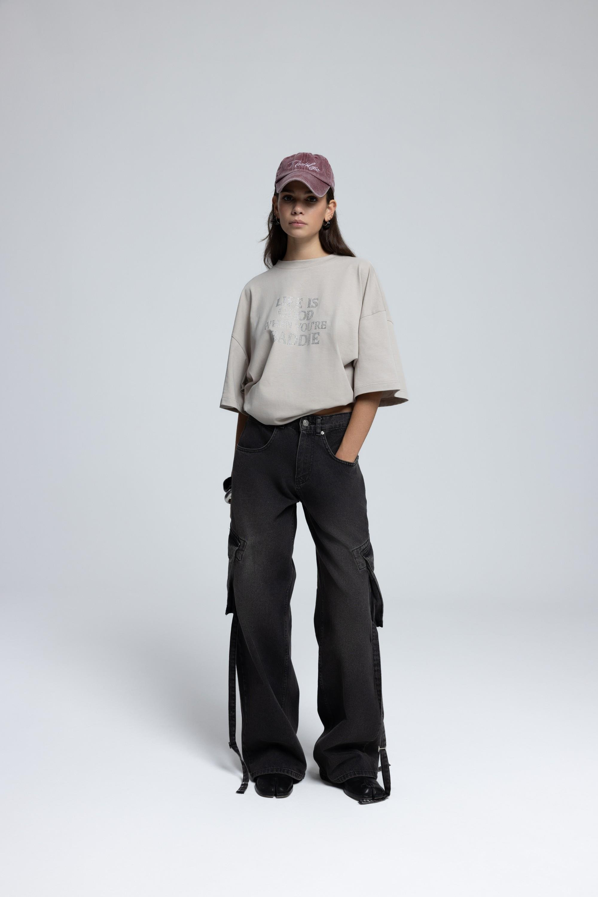 Roger Washed Black Cargo Jean Pants