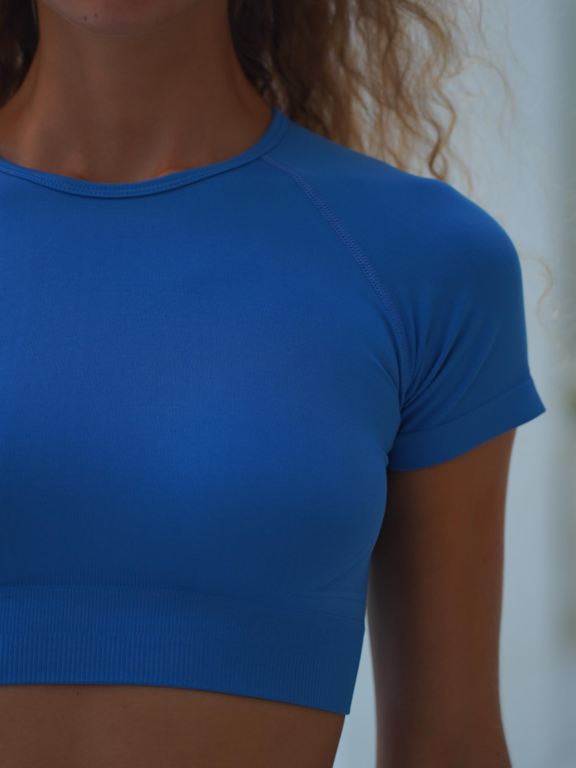 Rufus Mavi Kısa Kollu Crop Top