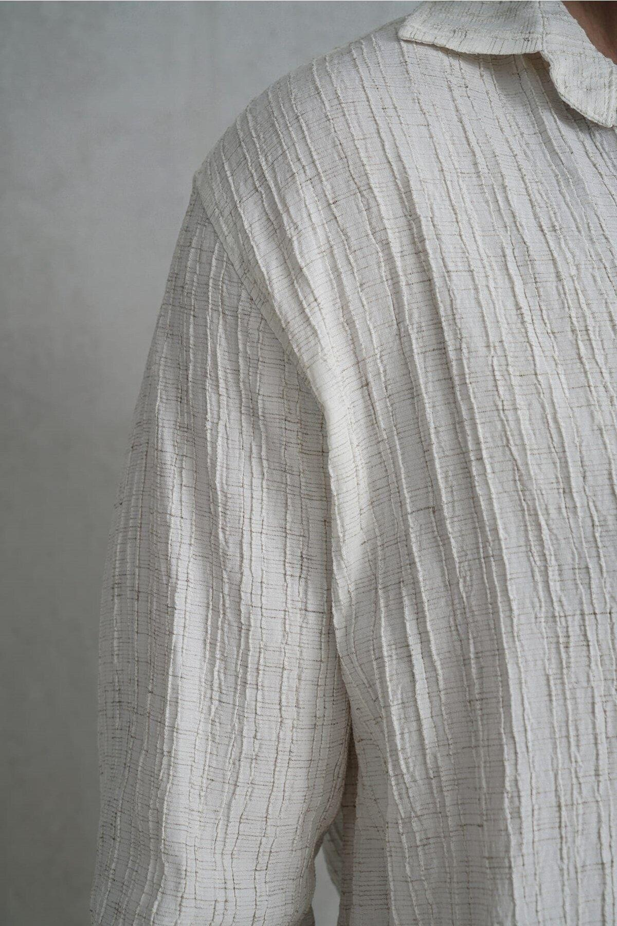 Russel Erkek Oversize Bej Gömlek