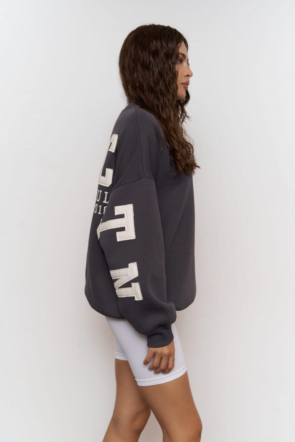 Saddle Anthracite Oversize Sweatshirt