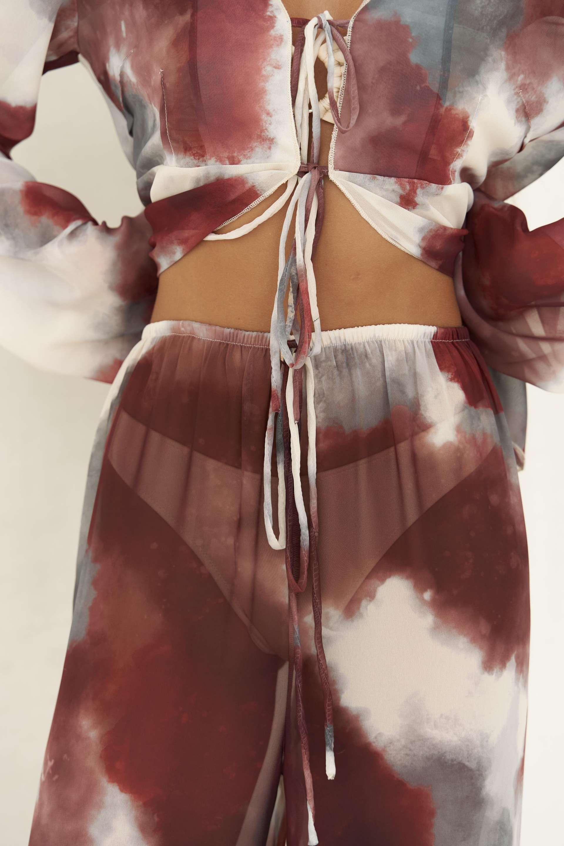 Saifudin Bağcık Detaylı Bordo Gömlek Pantolon Takım