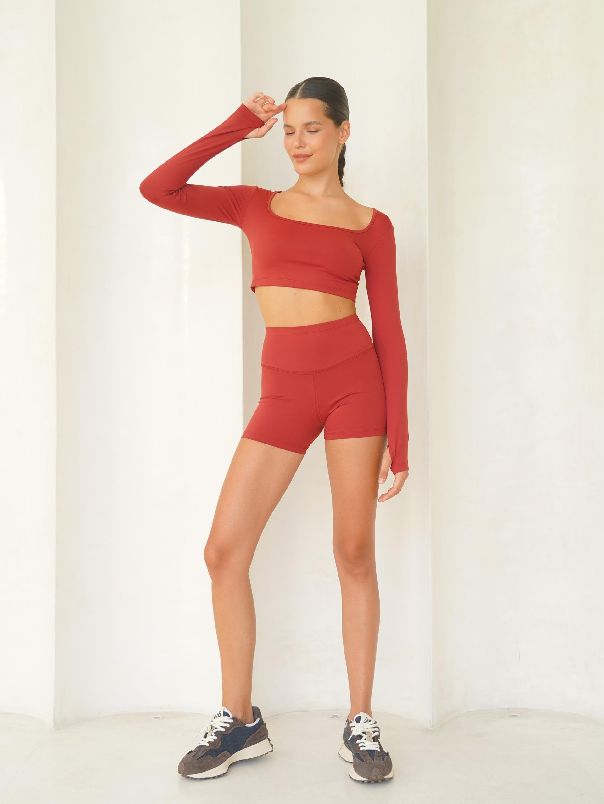 Samadhi Uzun Kollu Spor Bordo Crop