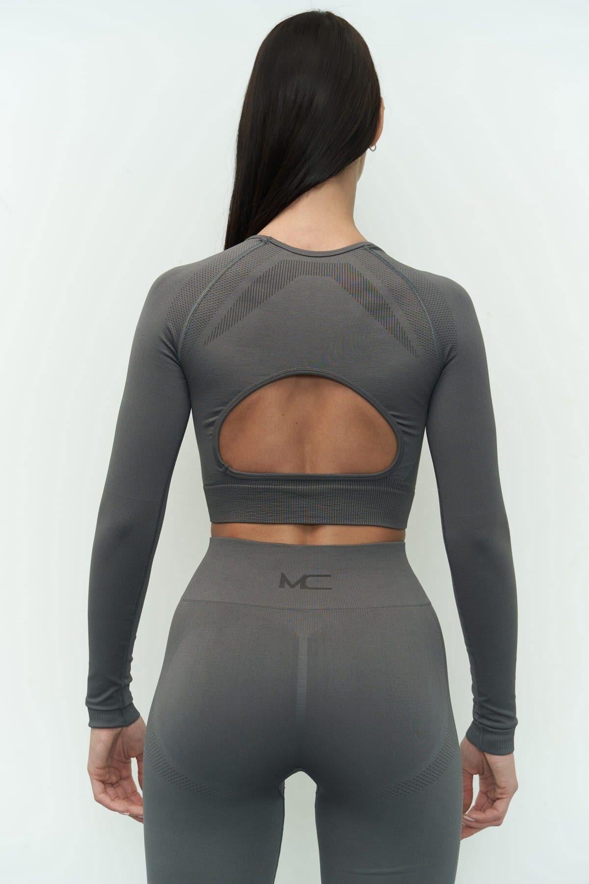 Mai Collection Sandra Gray Long Sleeve Crop
