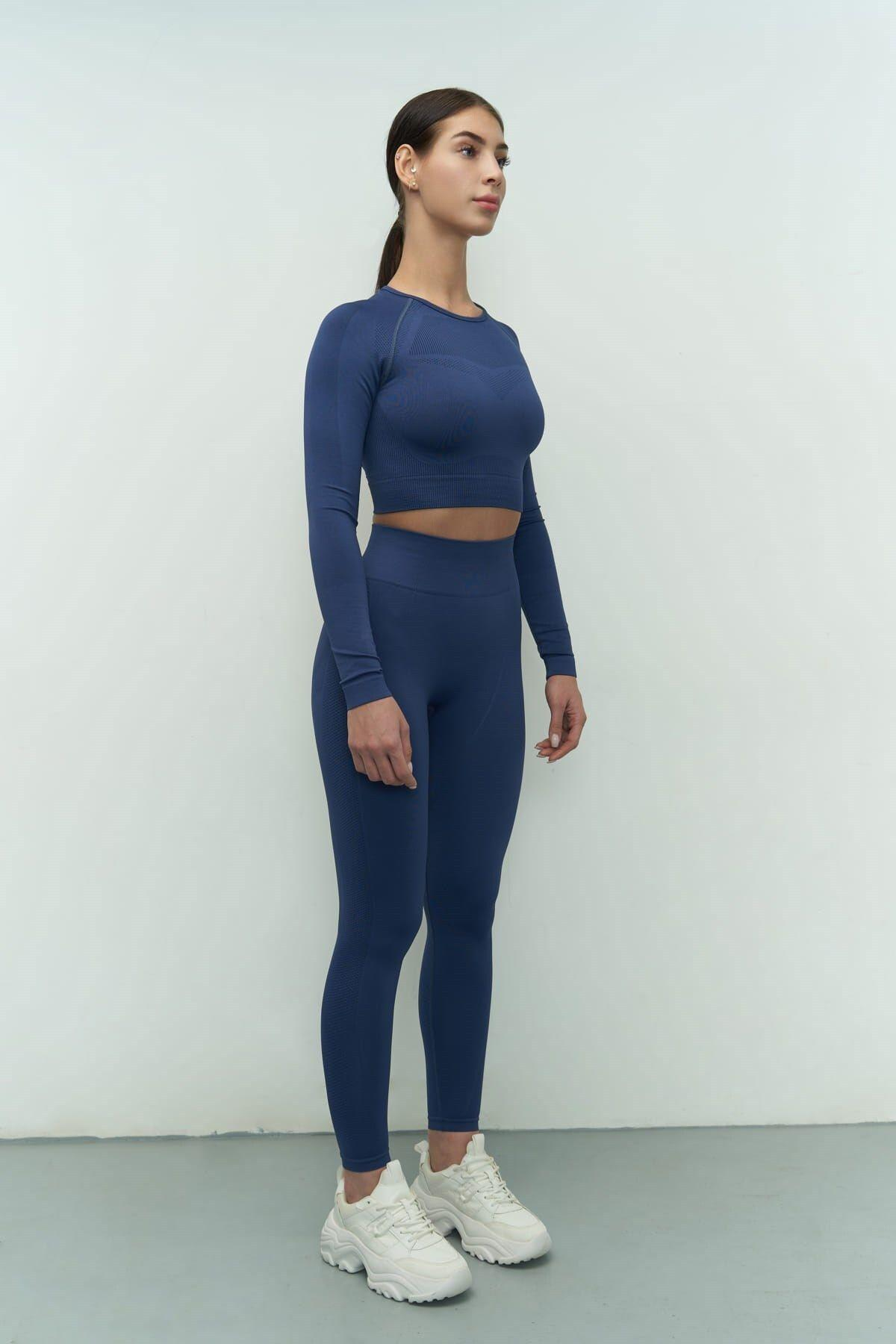 Mai Collection Sandra Indigo Long Sleeve Crop