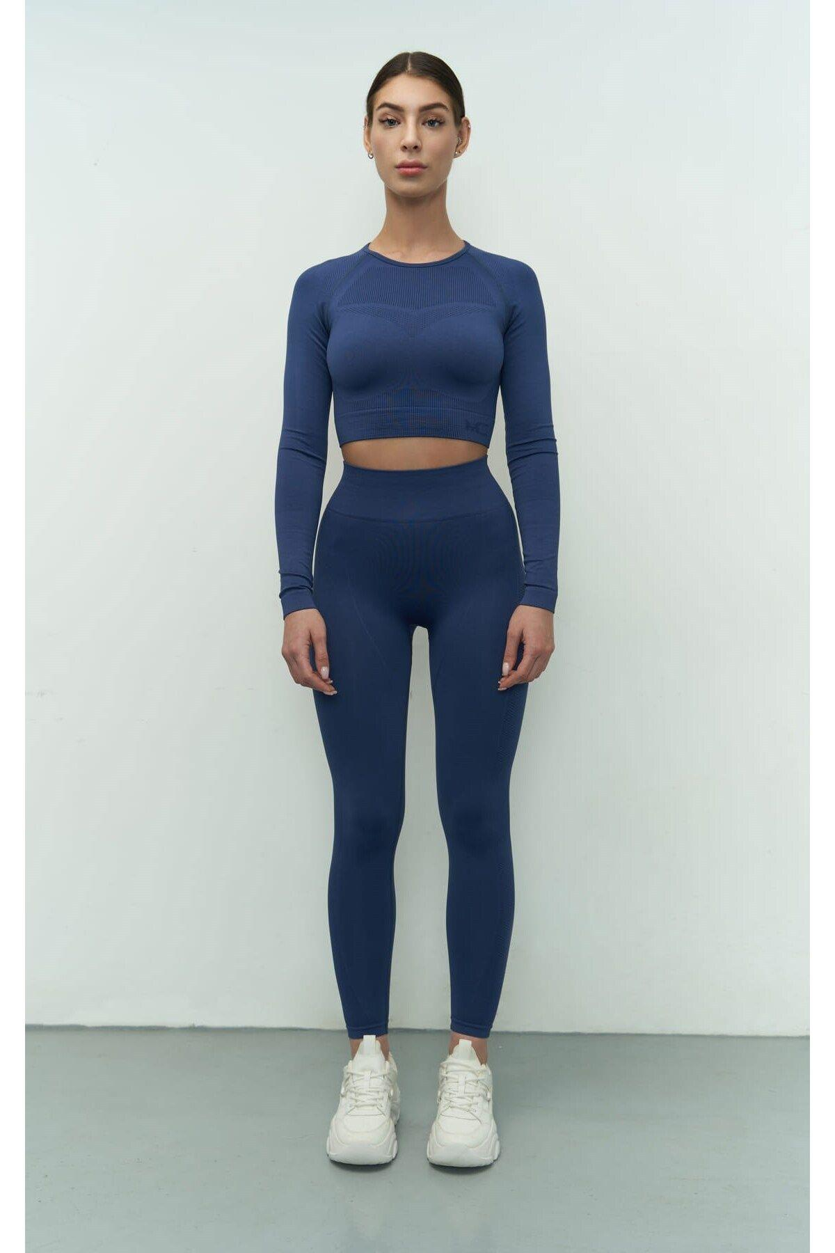 Mai Collection Sandra Indigo Long Sleeve Crop