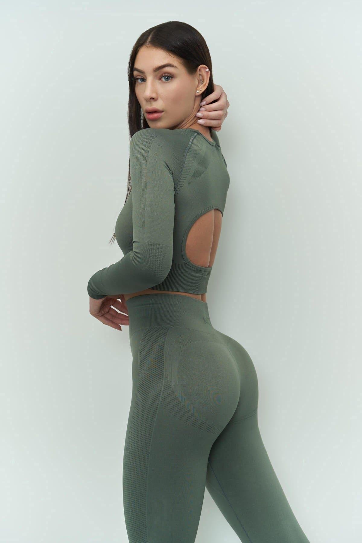 Sandra Yeşil Uzun Kol Crop