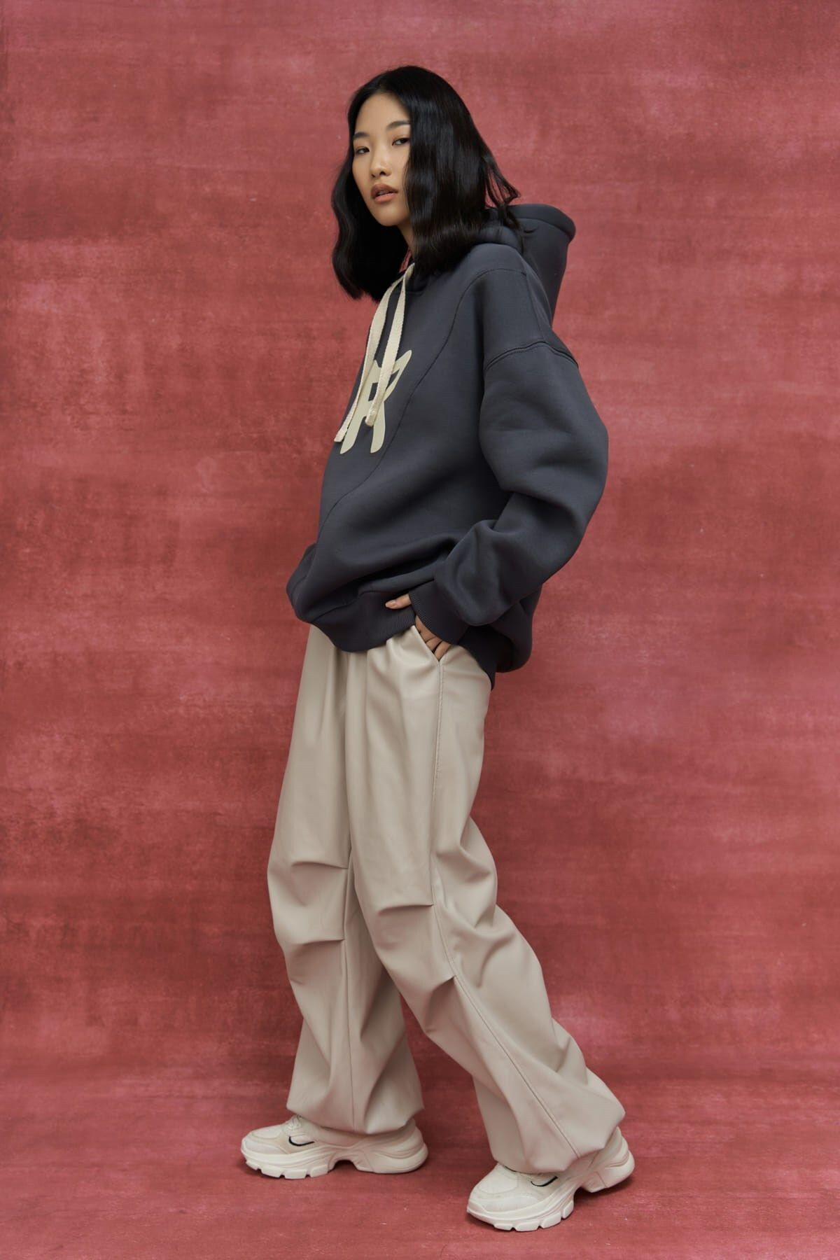 Mai Collection Sawyer Anthracite Oversize Hoodie Sweatshirt
