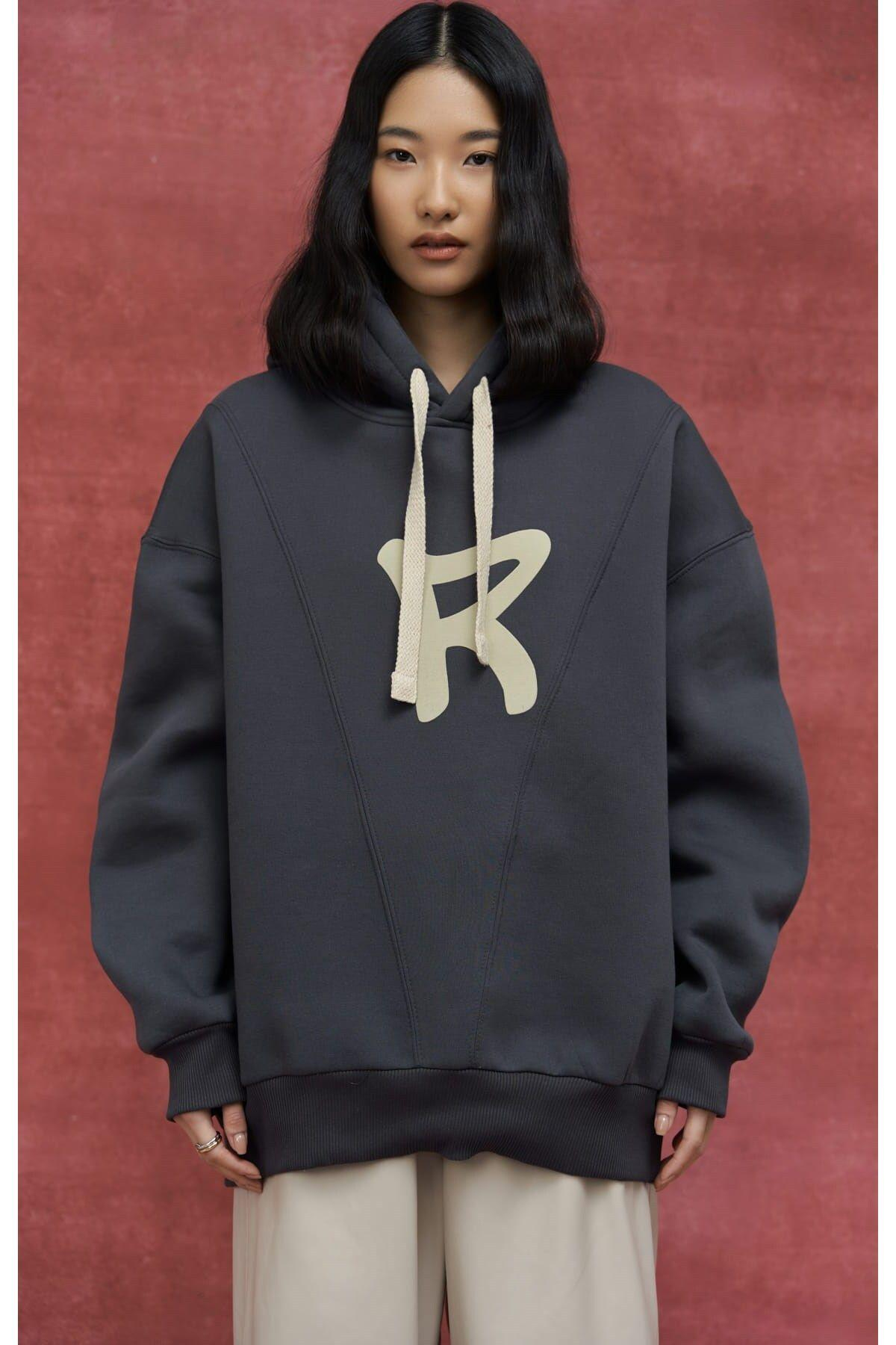 Mai Collection Sawyer Anthracite Oversize Hoodie Sweatshirt