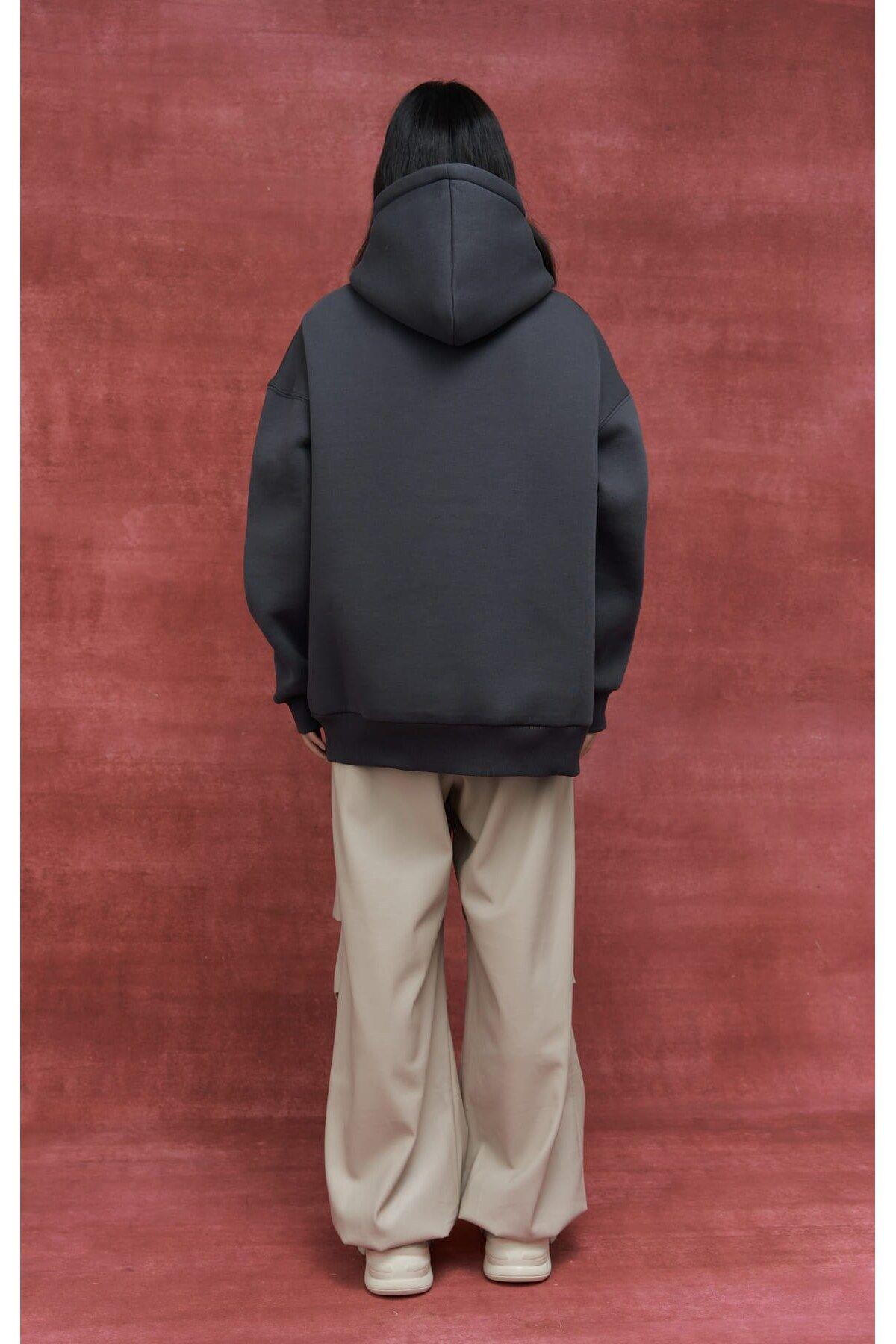 Mai Collection Sawyer Anthracite Oversize Hoodie Sweatshirt