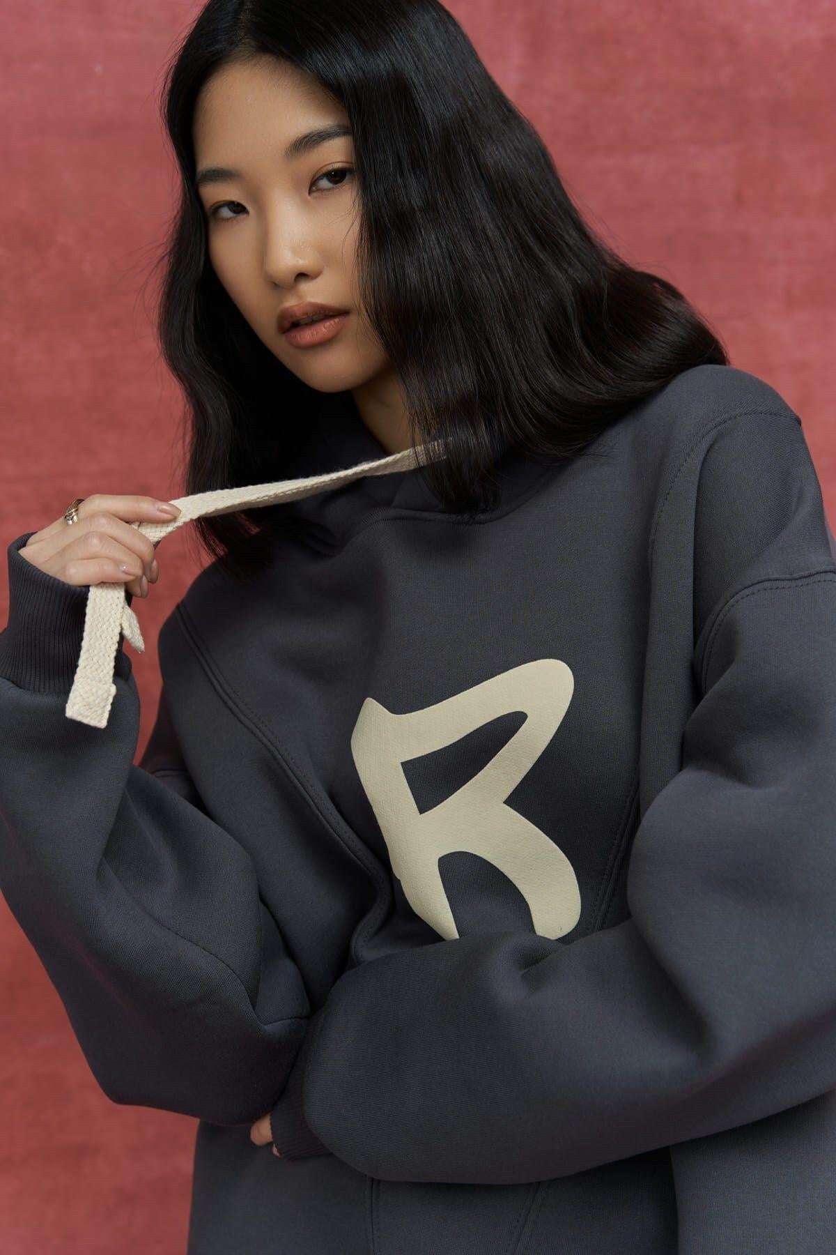 Mai Collection Sawyer Anthracite Oversize Hoodie Sweatshirt