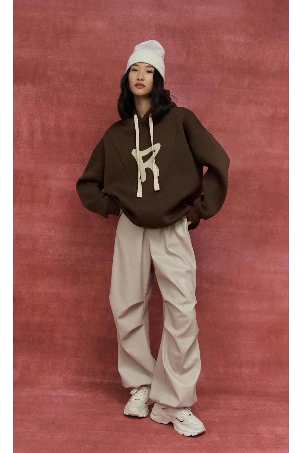 Mai Collection Sawyer Brown Oversize Hoodie Sweatshirt