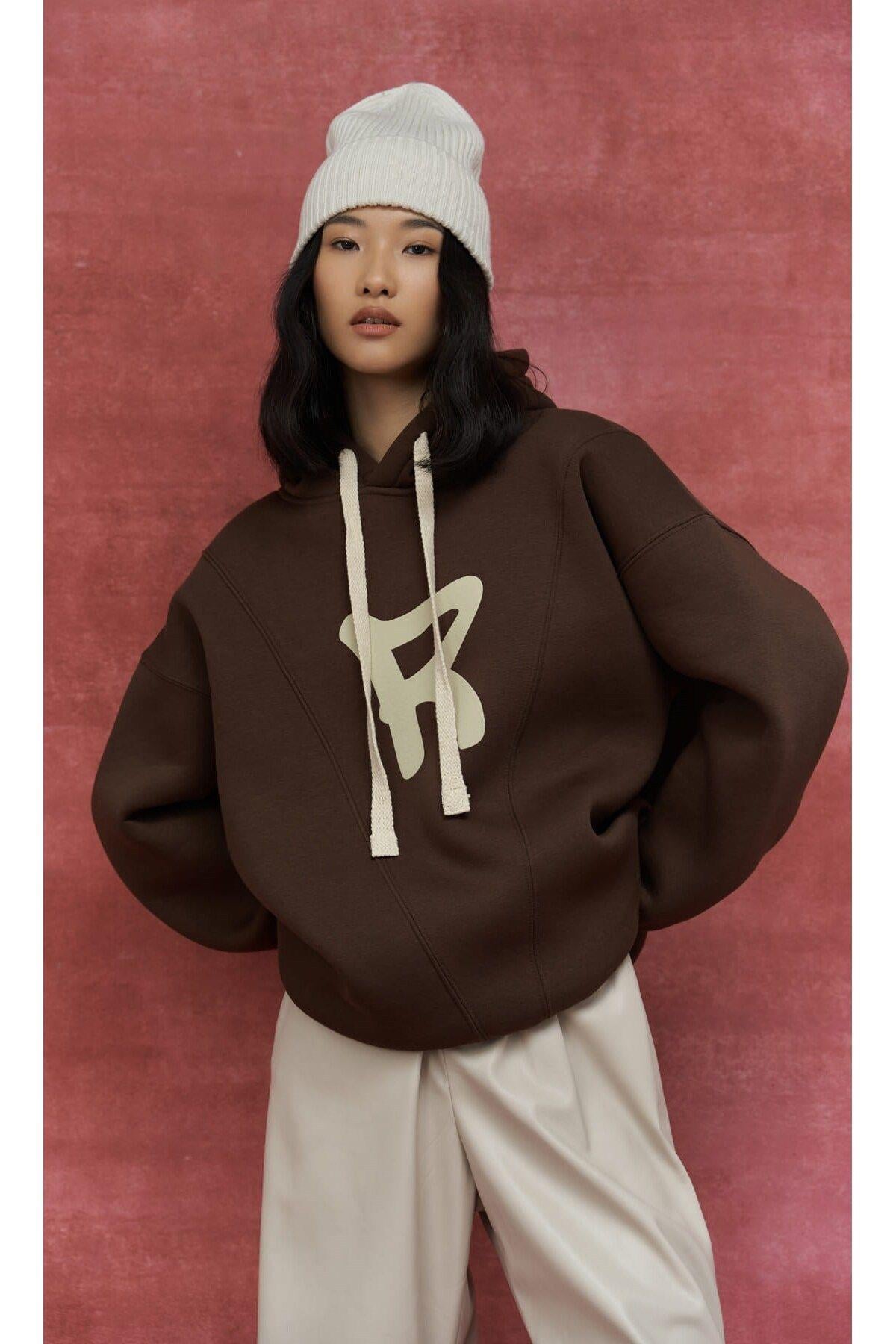 Mai Collection Sawyer Brown Oversize Hoodie Sweatshirt