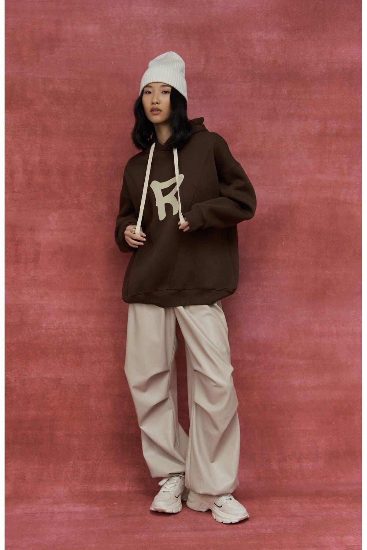 Mai Collection Sawyer Brown Oversize Hoodie Sweatshirt