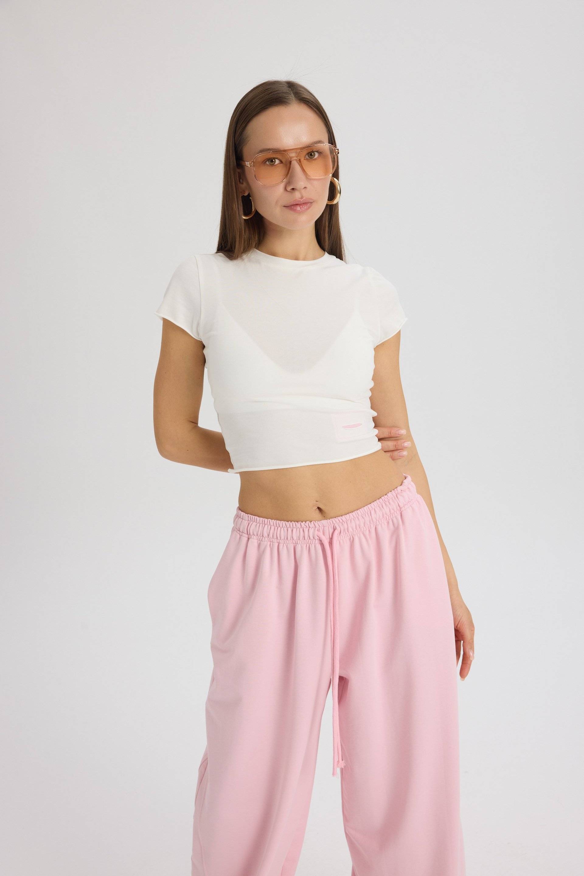 Scarlet Pembe Crop Eşofman Takım