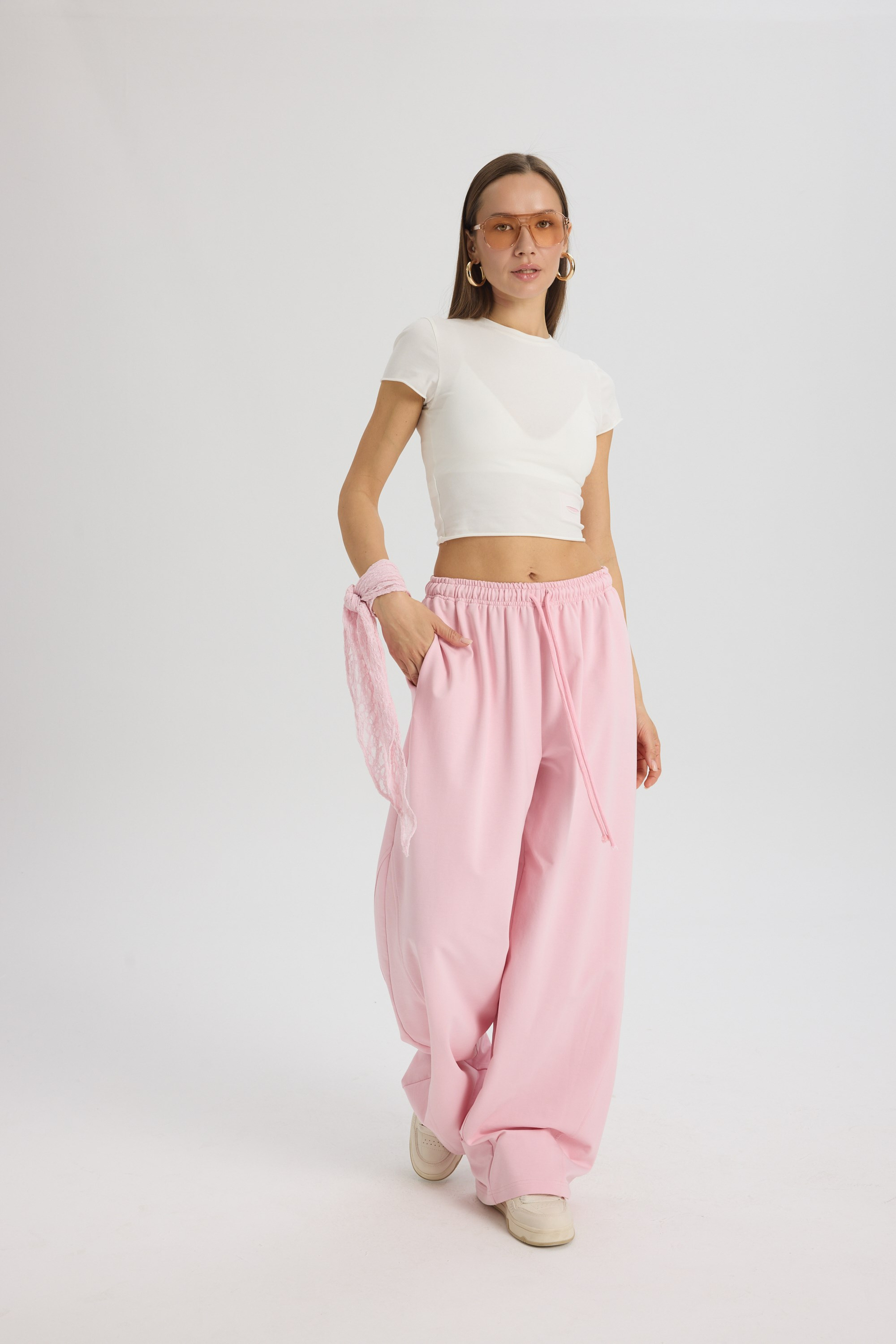 Scarlet Pembe Crop Eşofman Takım
