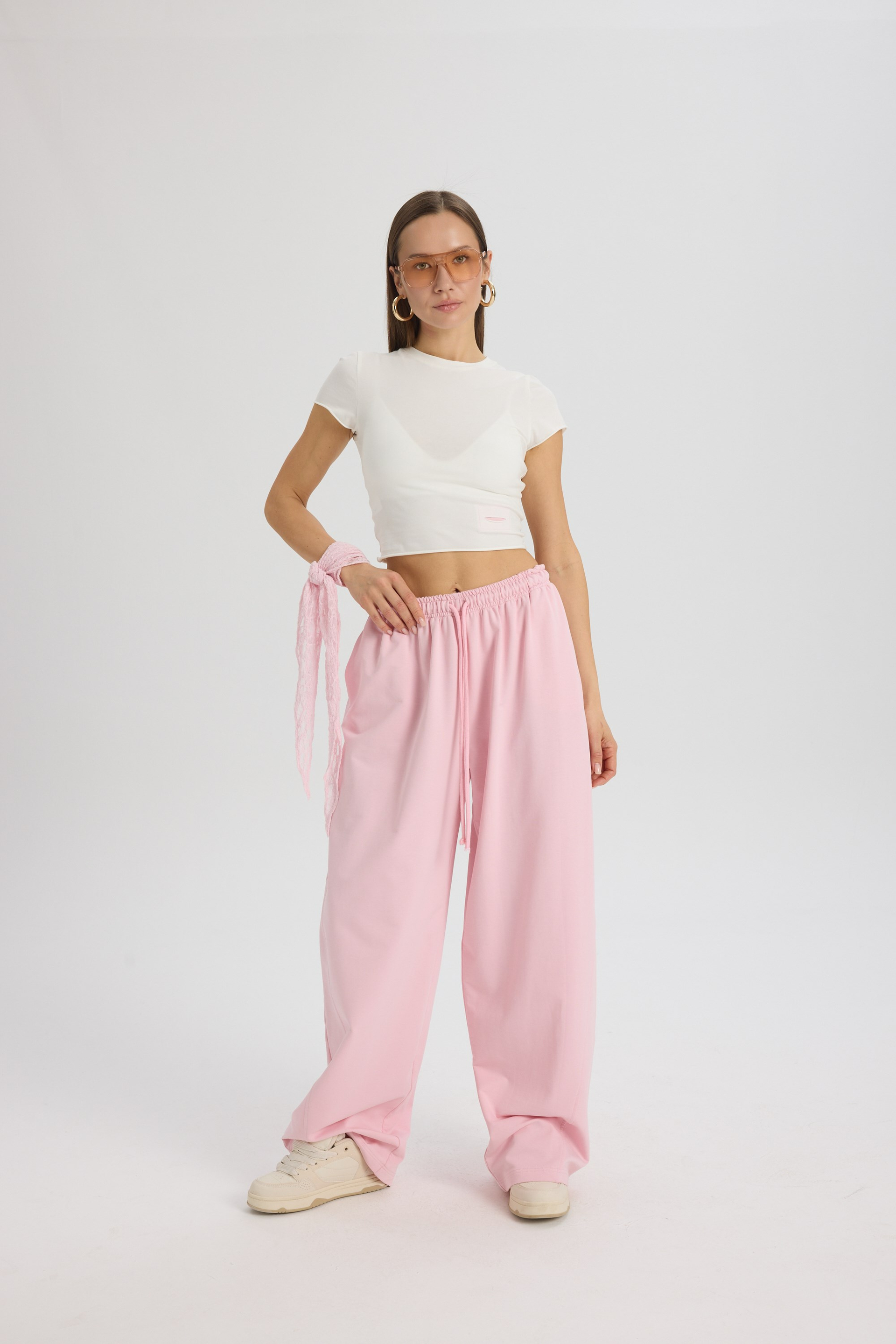 Scarlet Pembe Crop Eşofman Takım