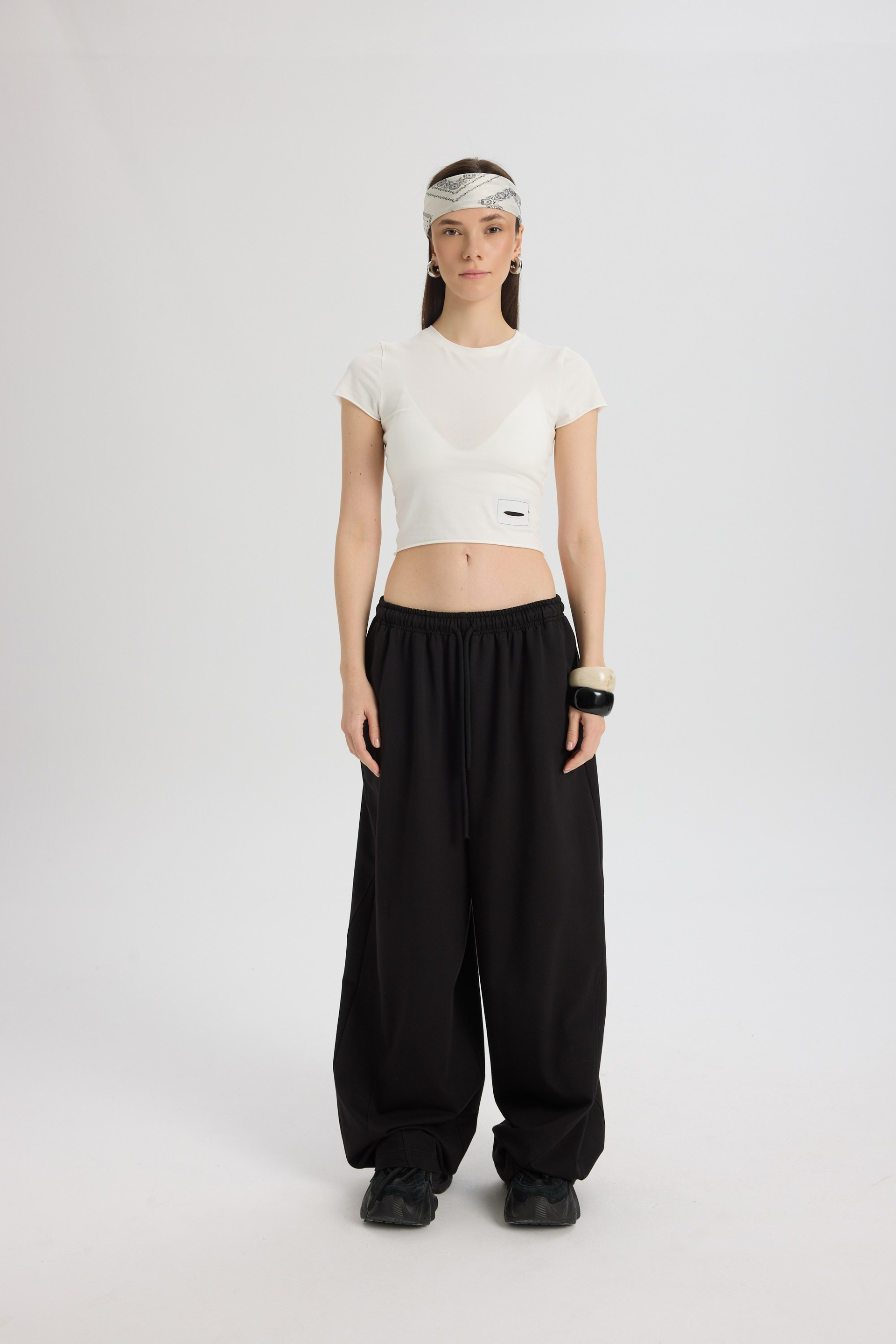 Scarlet Siyah Crop Eşofman Takım