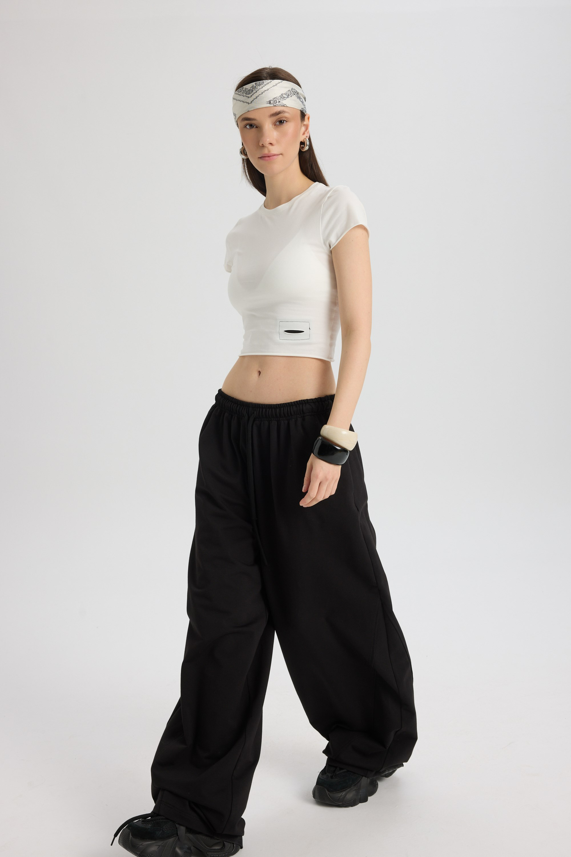 Scarlet Siyah Crop Eşofman Takım