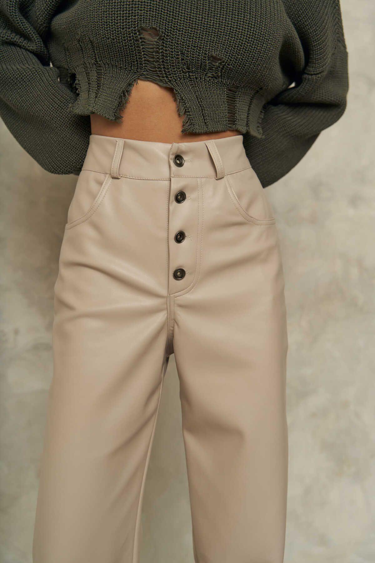 Scott Light Gray Leather Trousers