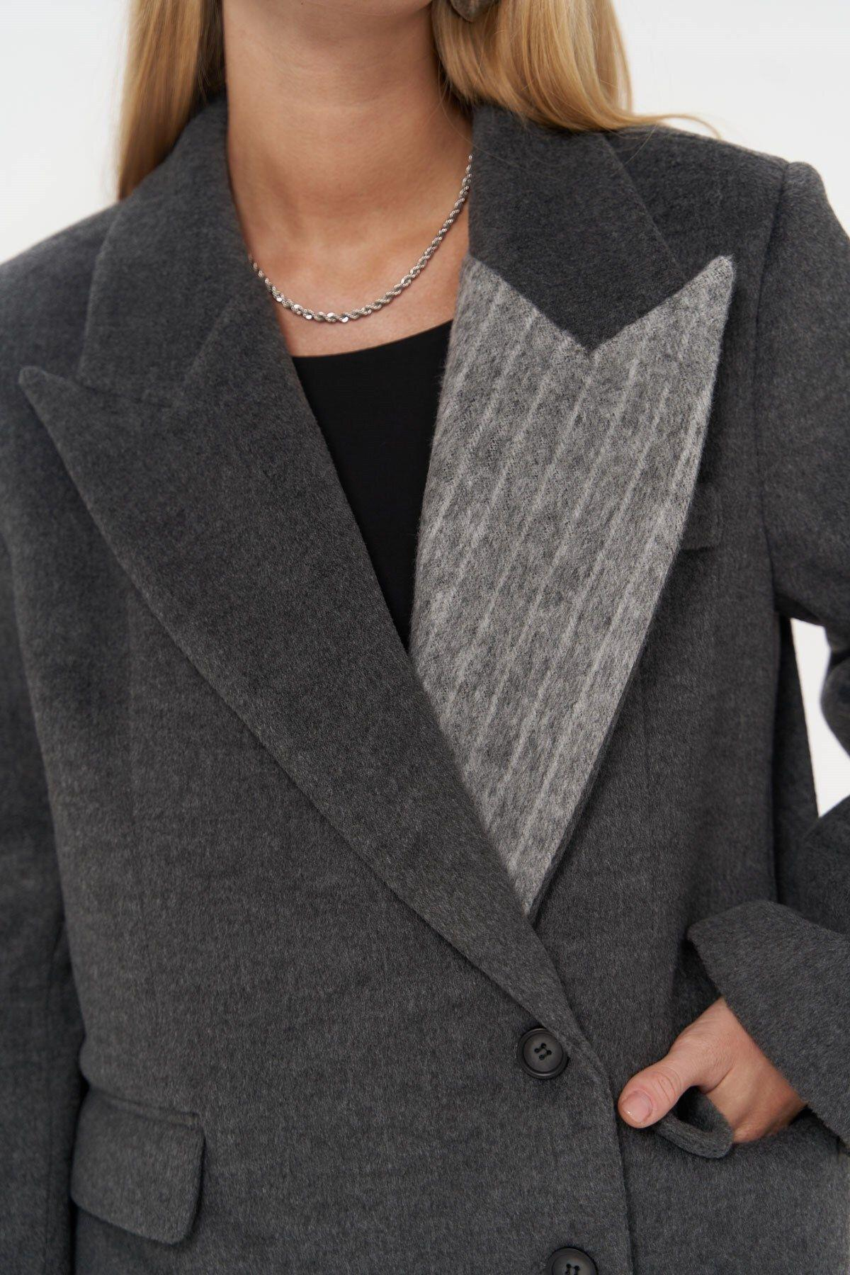 Seljord Yaka Detaylı Antrasit Blazer