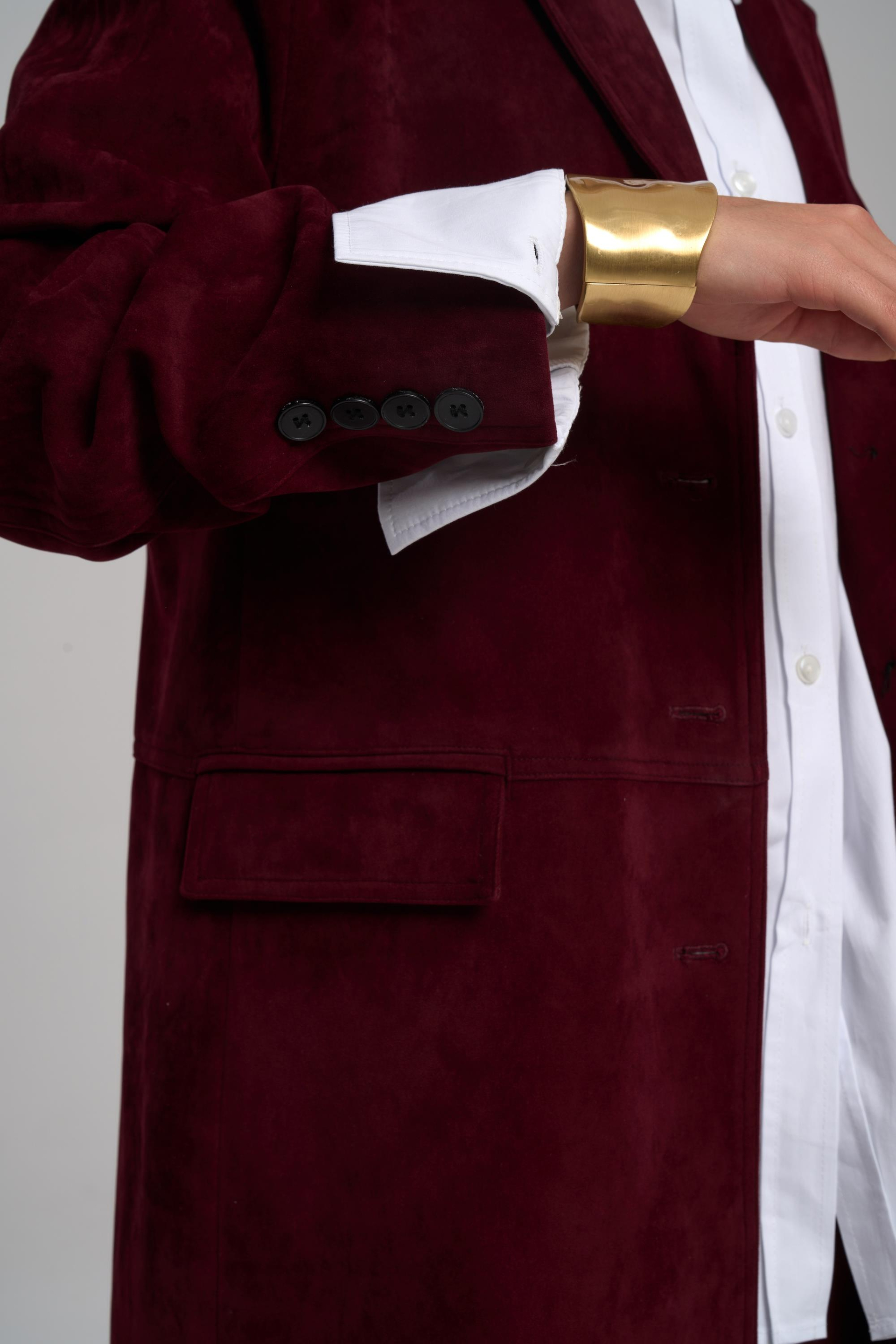 Selva Masculine Uzun Bordo Trençkot