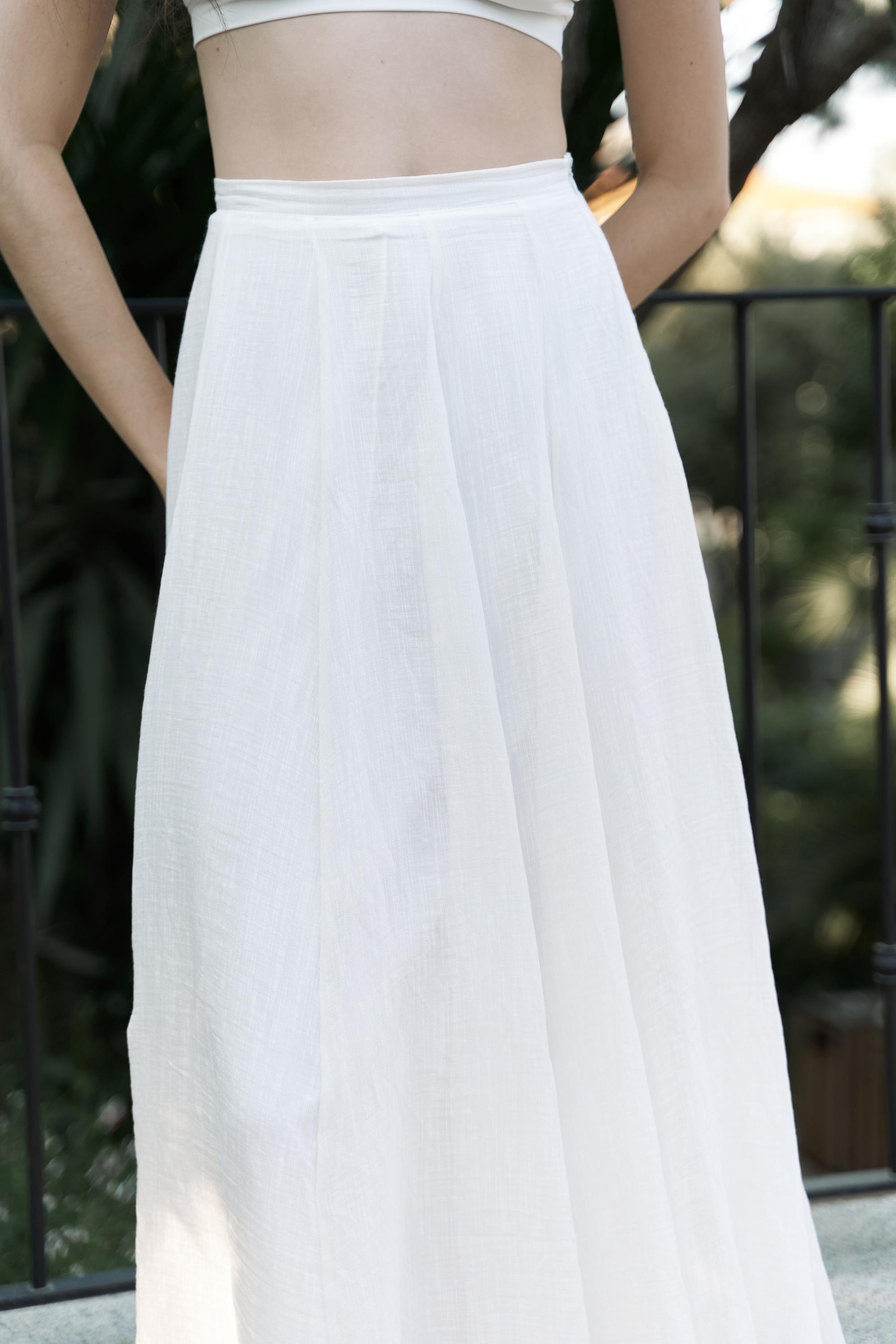 Seonag Volanlı Ekru Uzun Etek