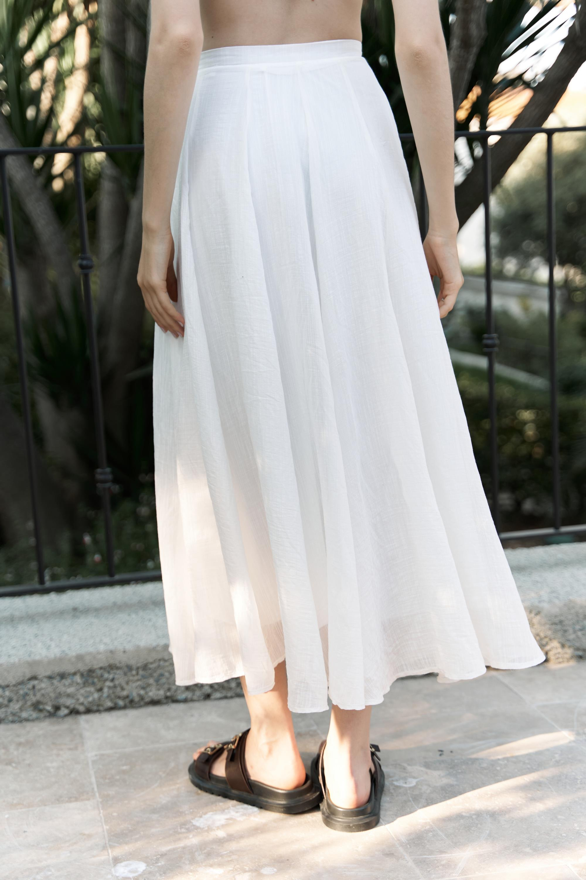 Seonag Volanlı Ekru Uzun Etek