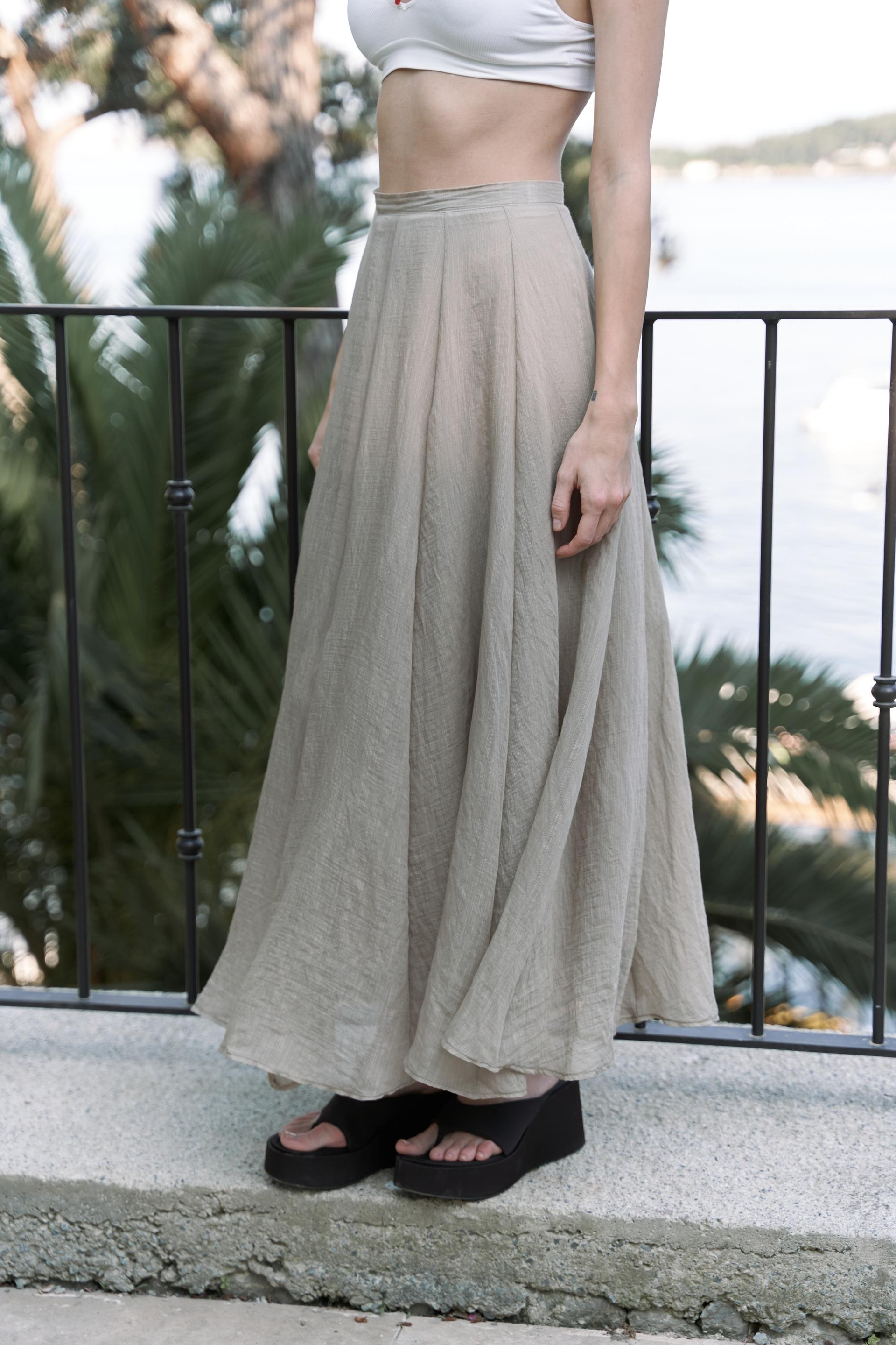 Seonag Volanlı Vizon Uzun Etek