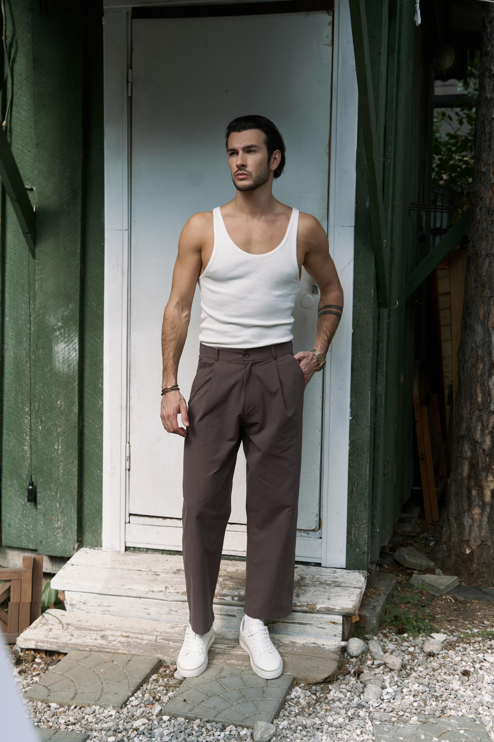 Sergio Düğmeli Kahve Erkek Pantolon