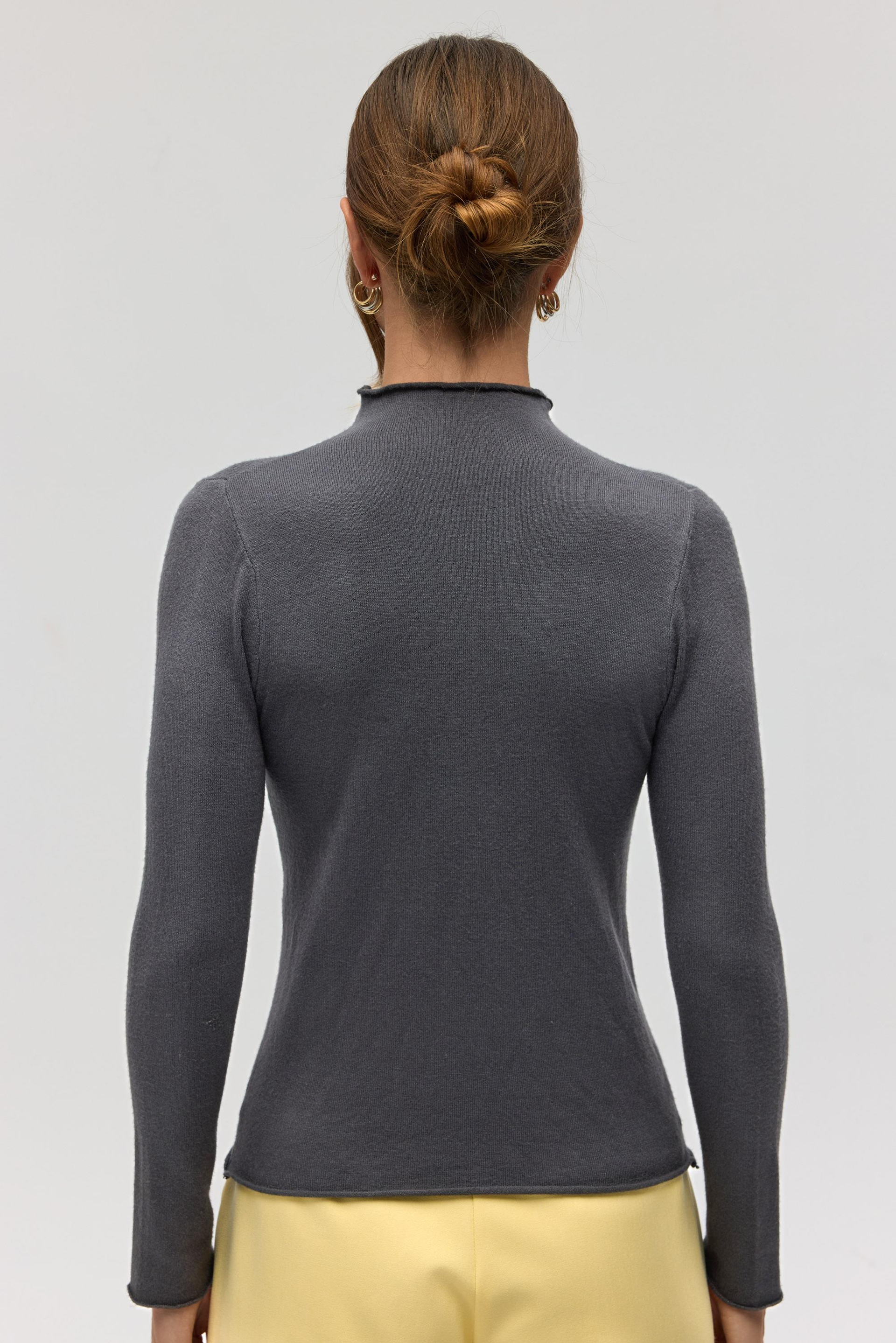 Serina Balıkçı Yaka Antrasit İnce Triko