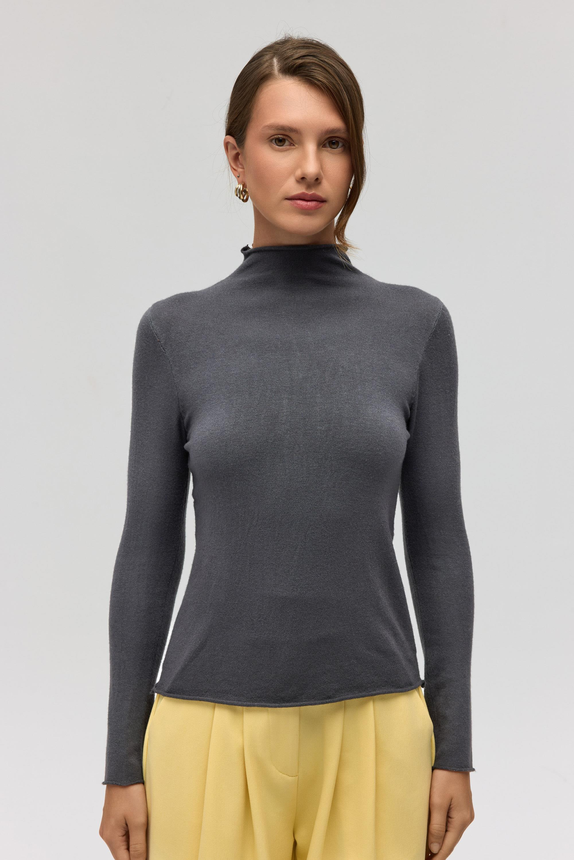 Serina Balıkçı Yaka Antrasit İnce Triko