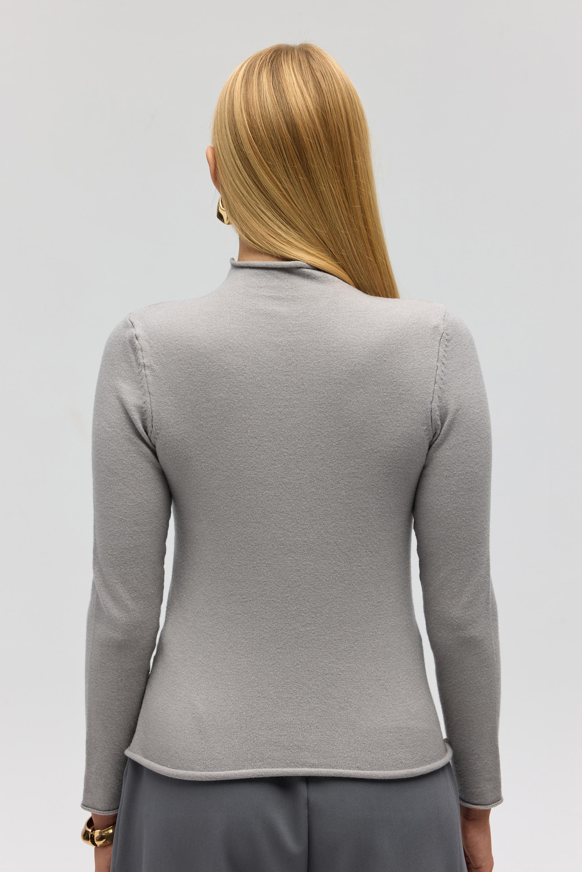 Serina Balıkçı Yaka Gri İnce Triko