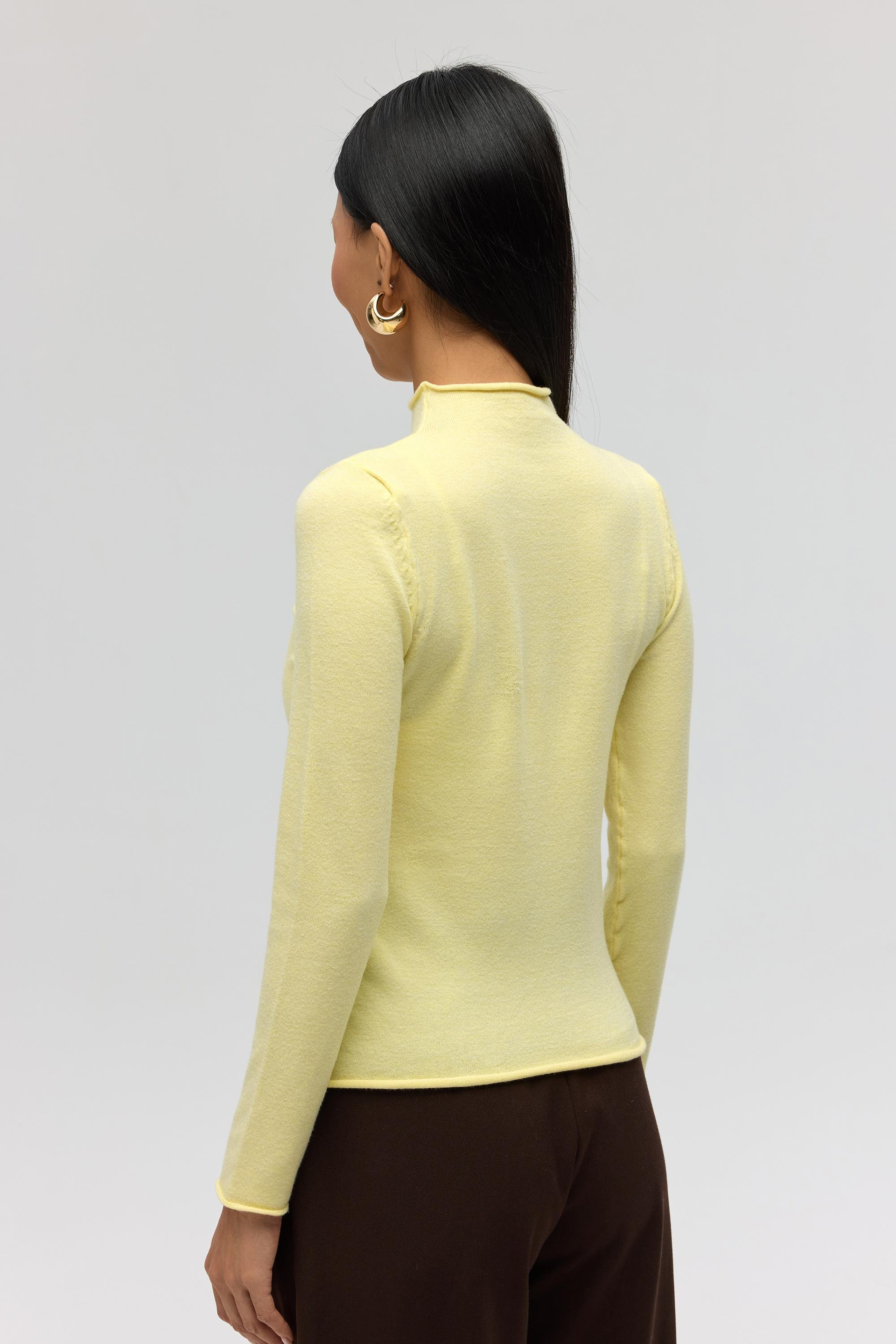 Serina Balıkçı Yaka Sarı İnce Triko