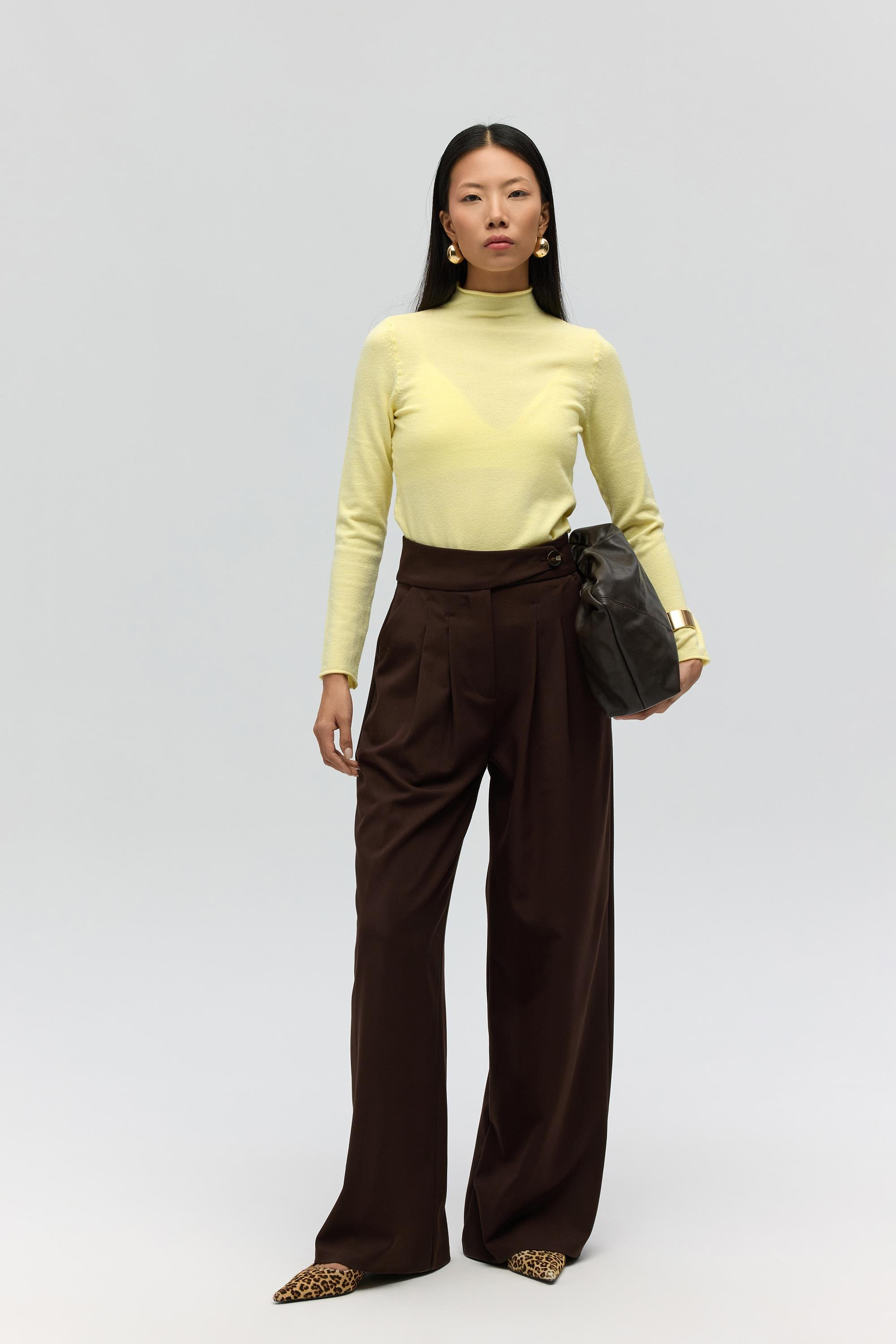 Serina Balıkçı Yaka Sarı İnce Triko